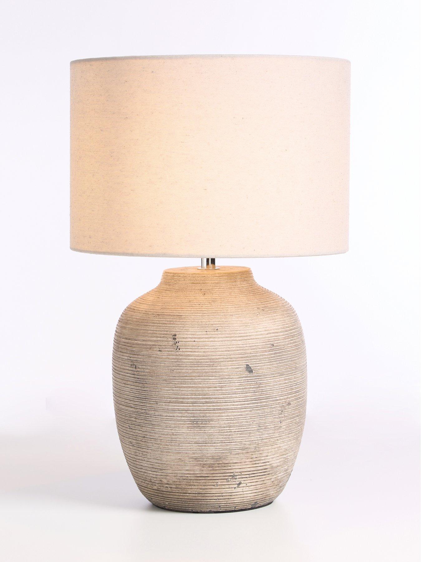 Image 3 of 6 of The Very Collection Worn Concrete Ceramic Table Lamp