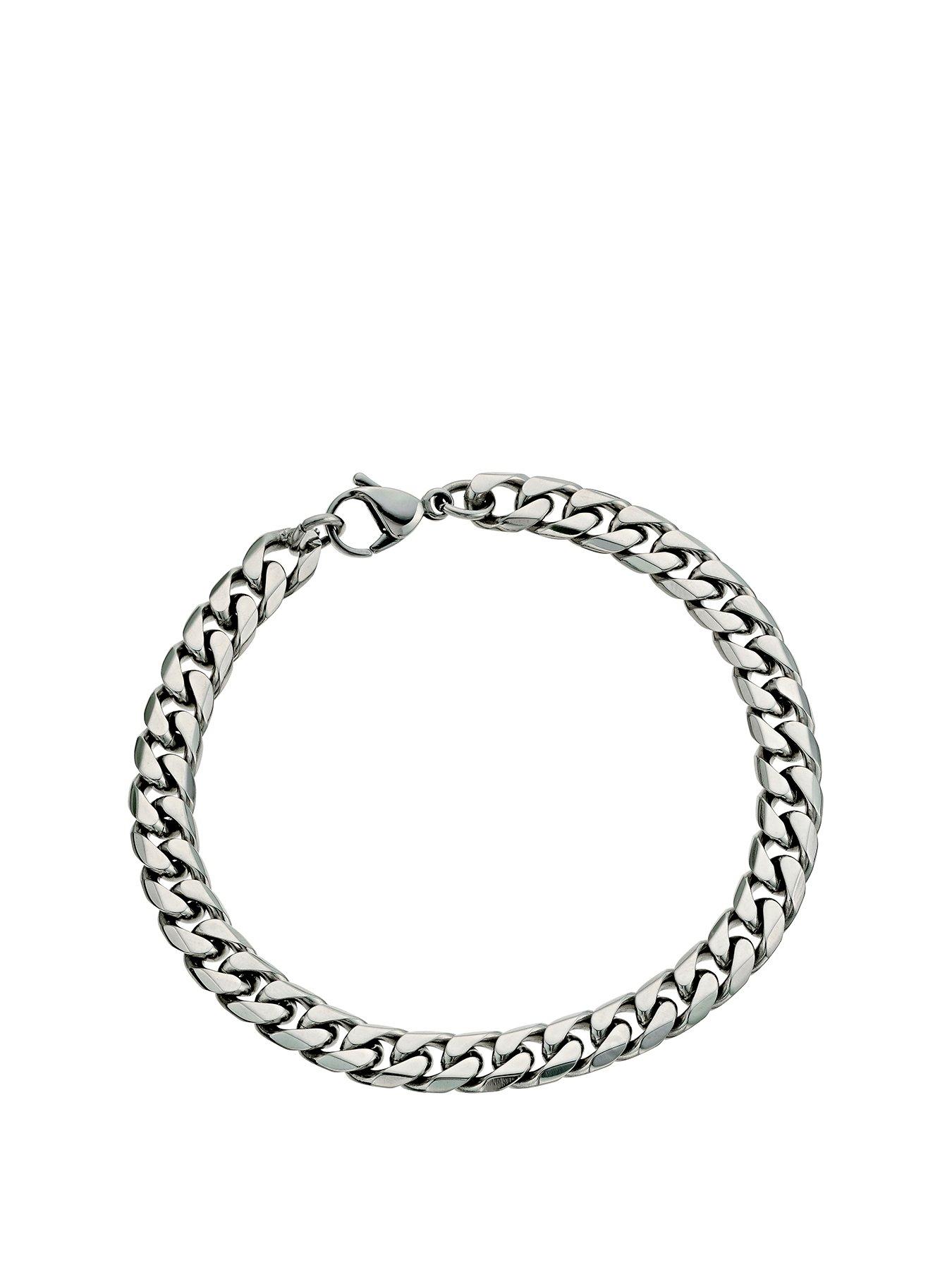 Product photograph of H Samuel Stainless Steel Bracelet 8 5 Curb Bracelet from very.co.uk