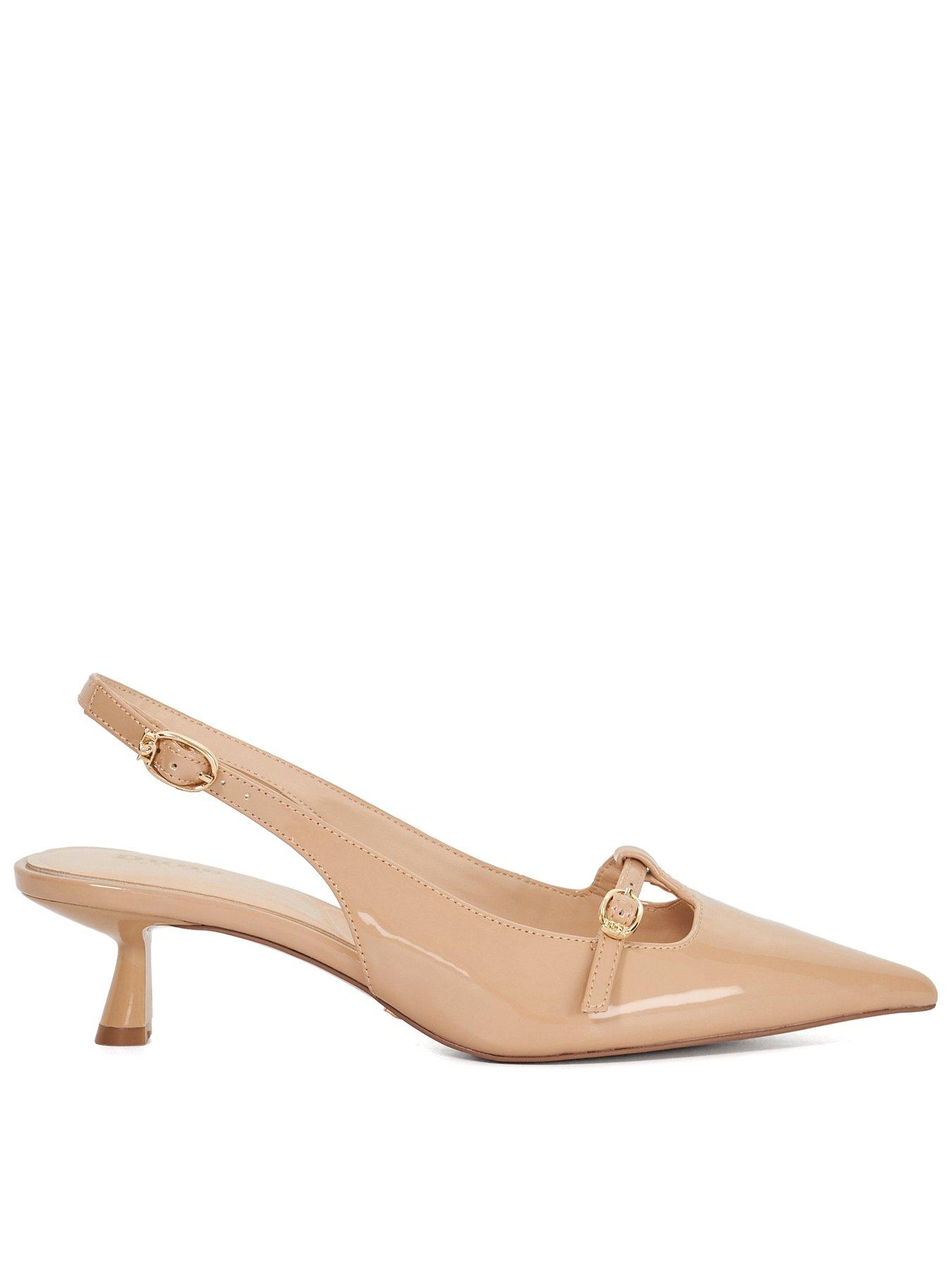 Image of Dune London Deserving Slingback Pointed Toe Patent Court Shoe - Caramel, LIGHT BROWN, Size 4, Women