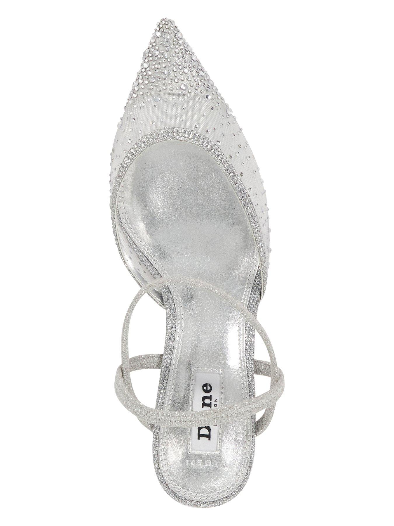 Image 4 of 6 of Dune London Wide Fit Charismatic Embellished Mesh Heel - Silver