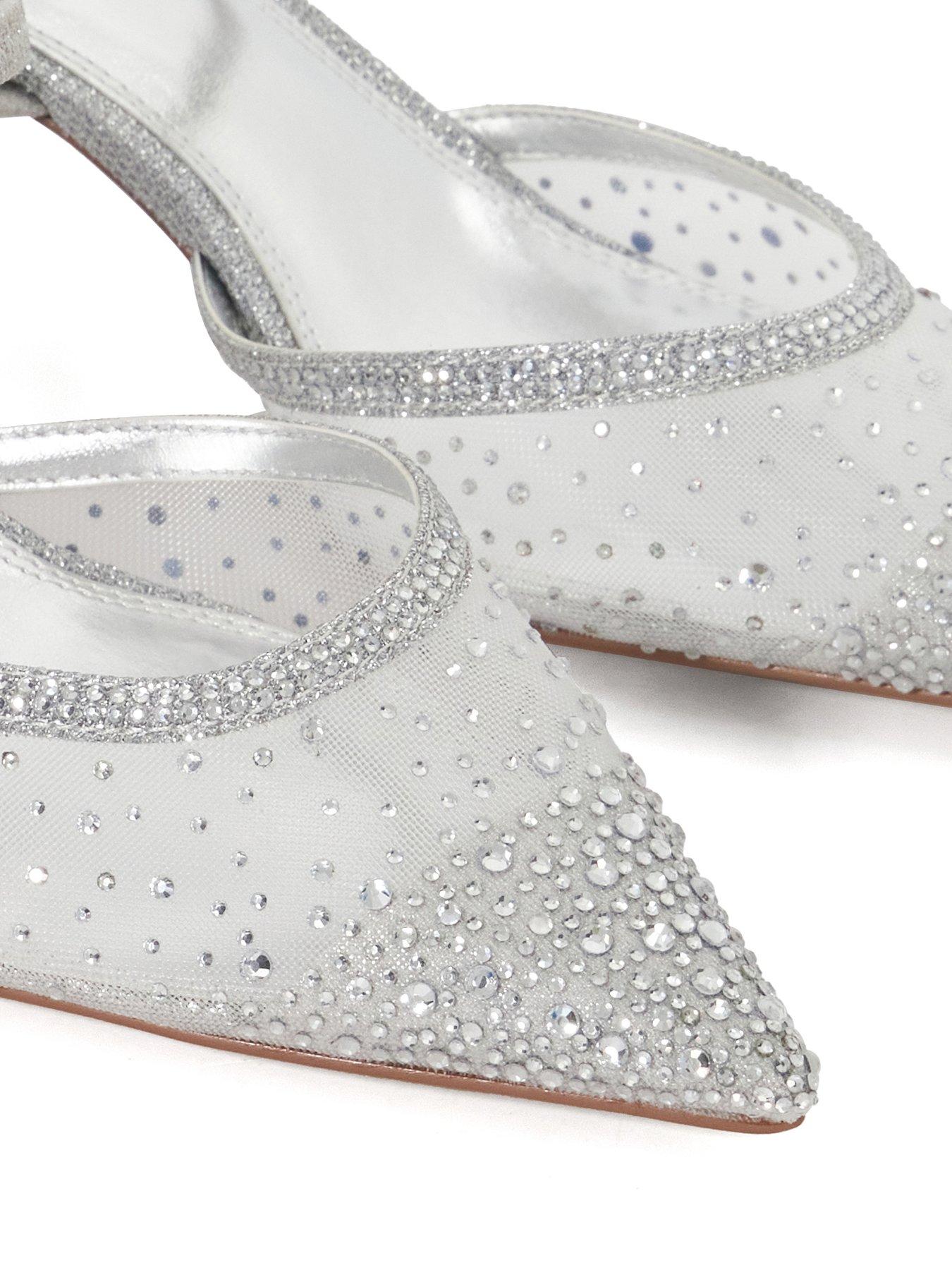 Image 5 of 6 of Dune London Wide Fit Charismatic Embellished Mesh Heel - Silver
