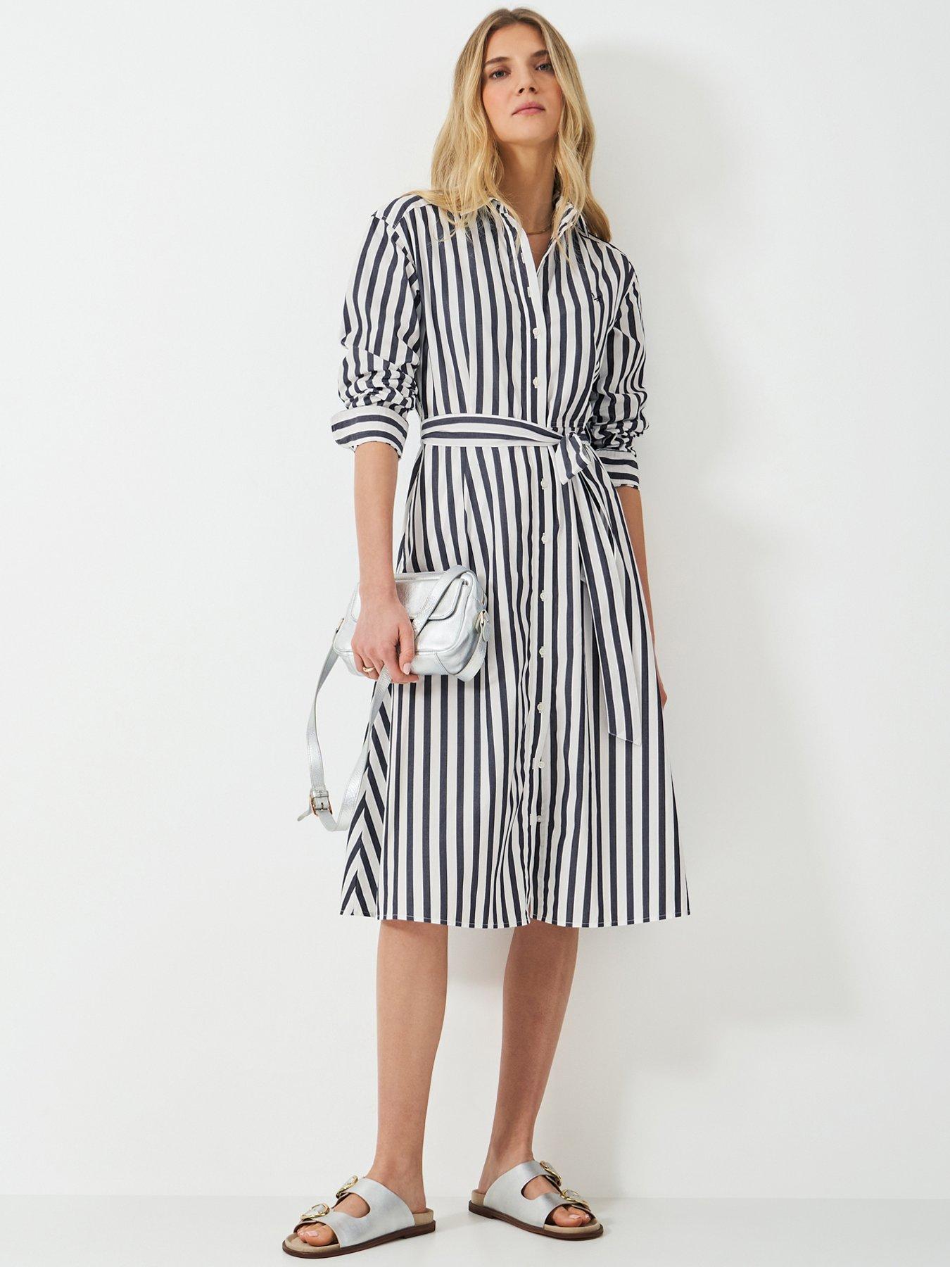 undefined Eleanor Stripe Shirt Dress - Navy