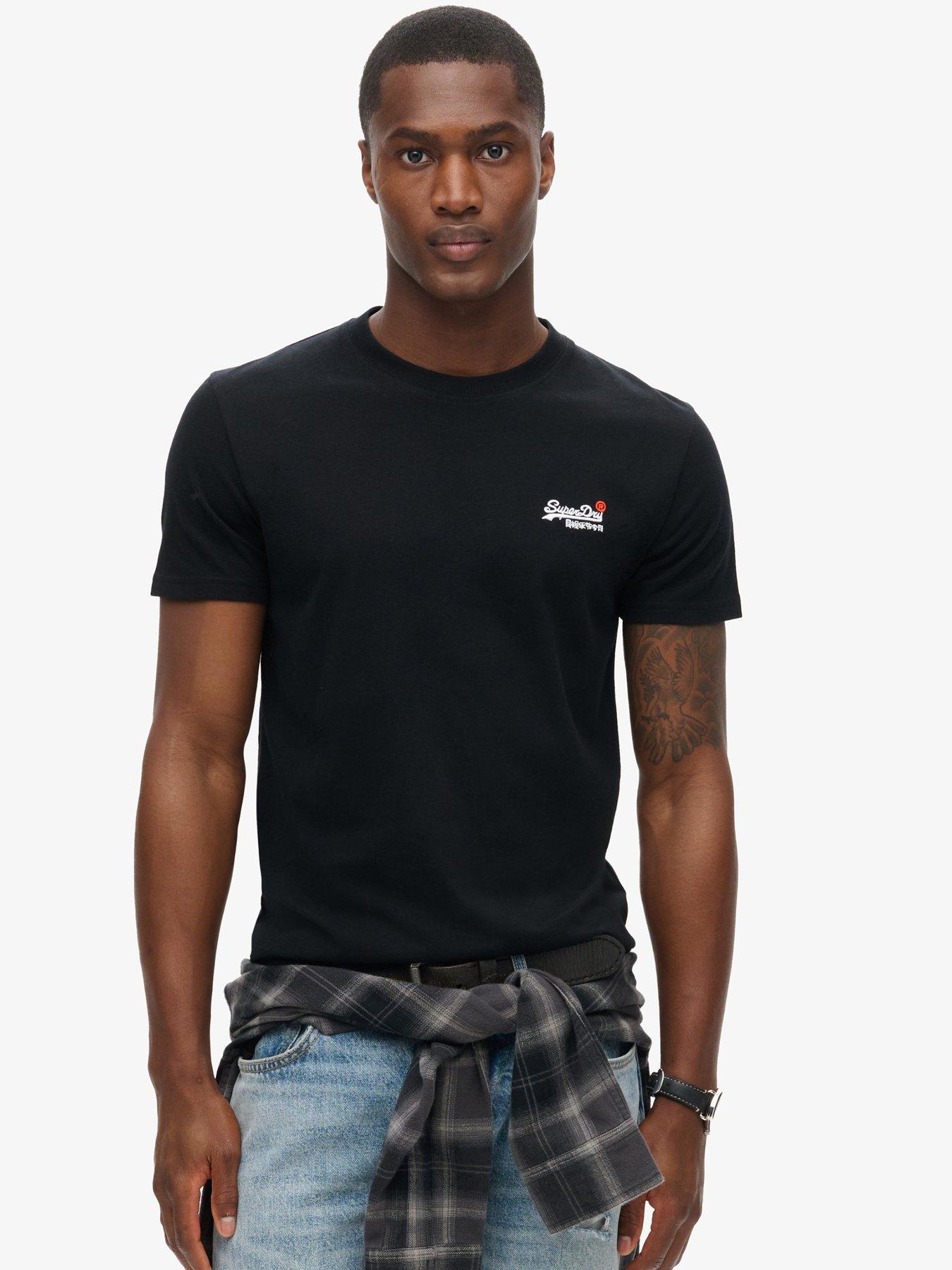undefined Essential Contrast Embroidered T-Shirt - Black
