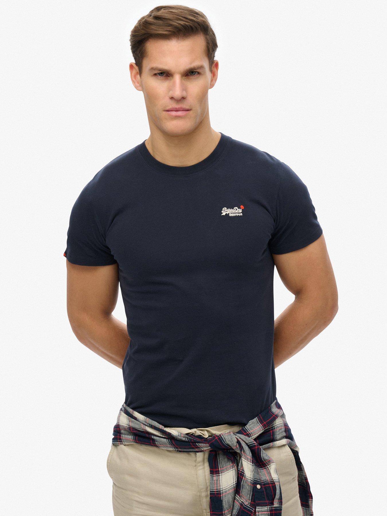 undefined Essential Contrast Embroidered T-Shirt - Navy