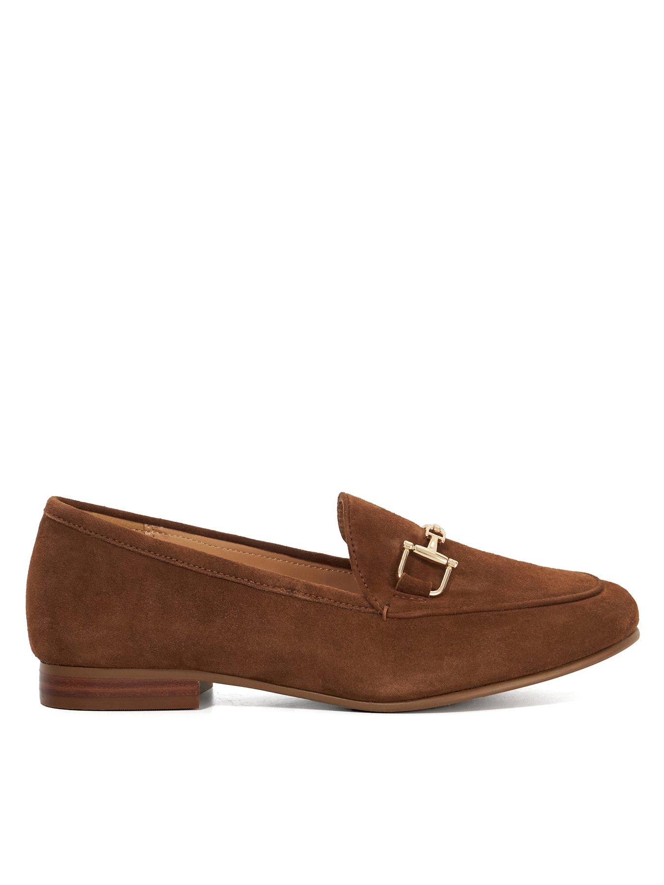 undefined Wide Fit Glair Almond Toe Buckle Detail Loafers - Tan