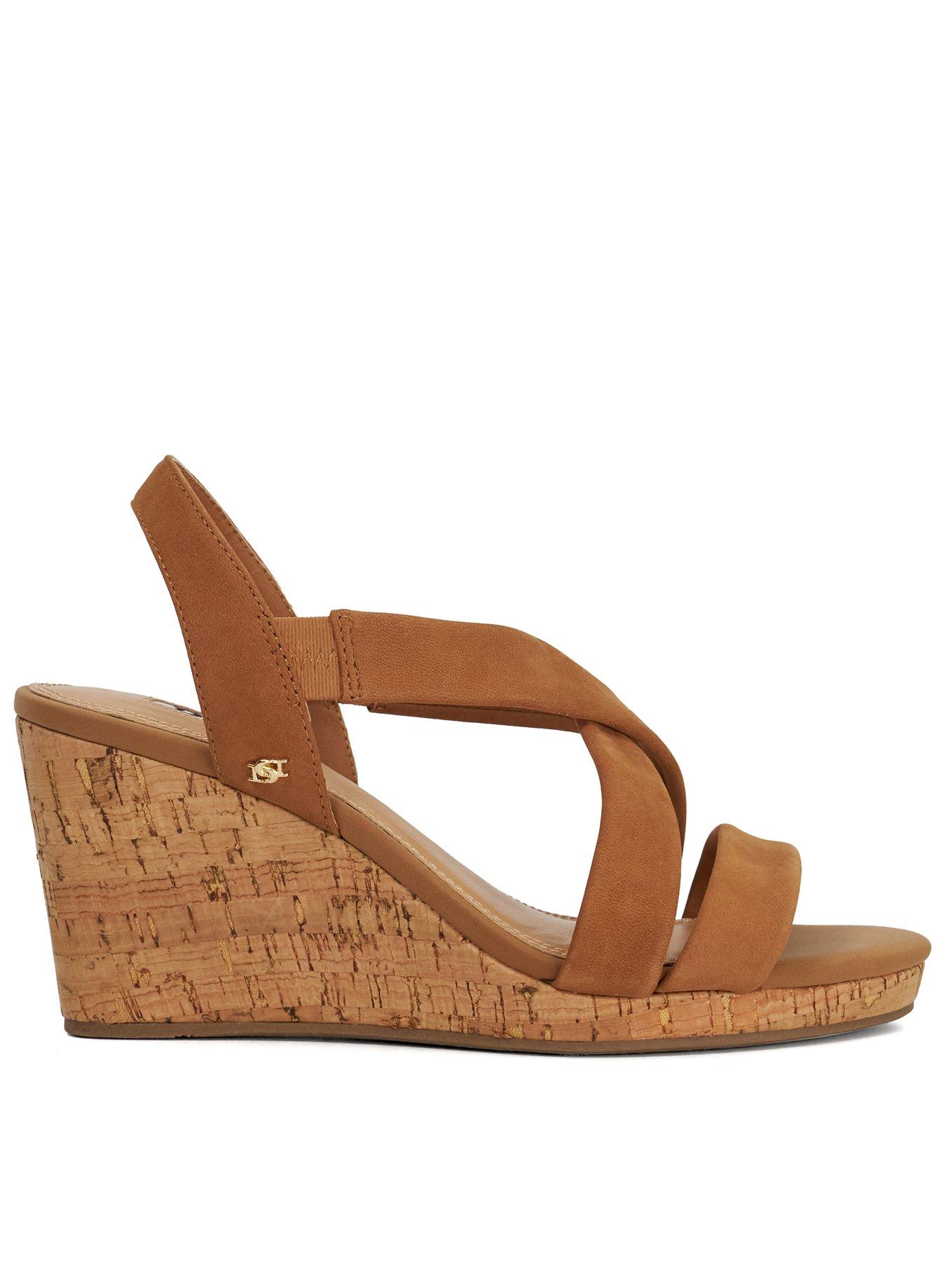 Image 1 of 6 of Dune London Wide Fit Kamies Wedge - Tan