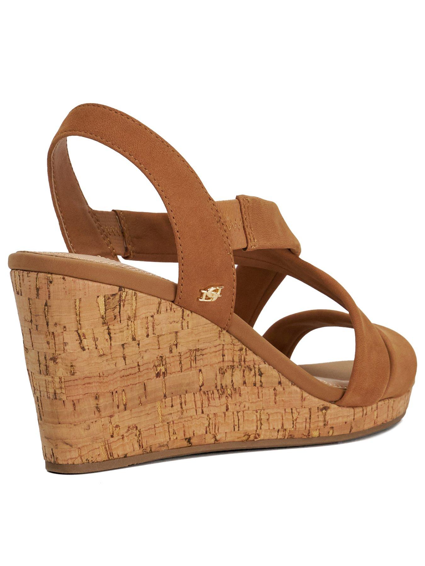Image 3 of 6 of Dune London Wide Fit Kamies Wedge - Tan