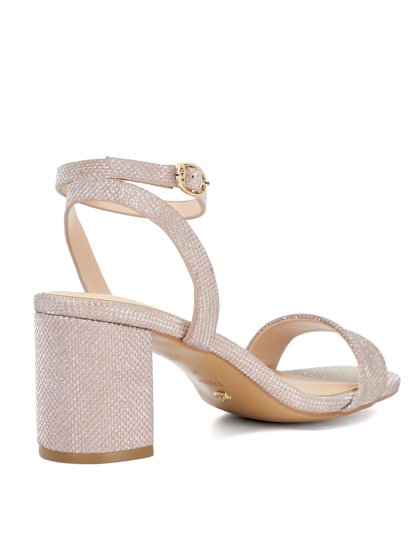 Image 3 of 6 of Dune London Wide Fit Melini Glitter Heeled Sandal - Rose Gold