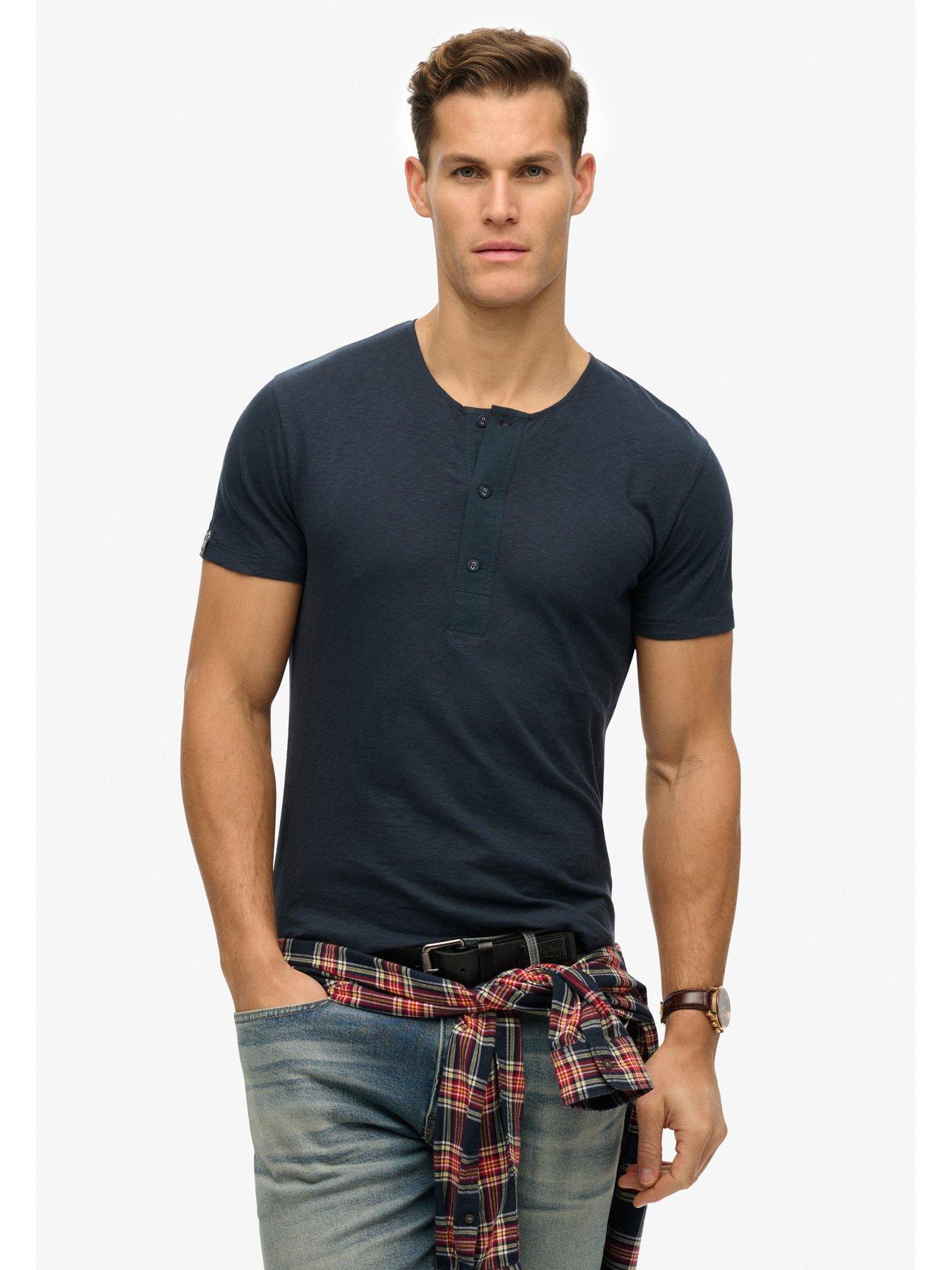 undefined Merchant Short Sleeve Grandad Jersey T-Shirt - Navy
