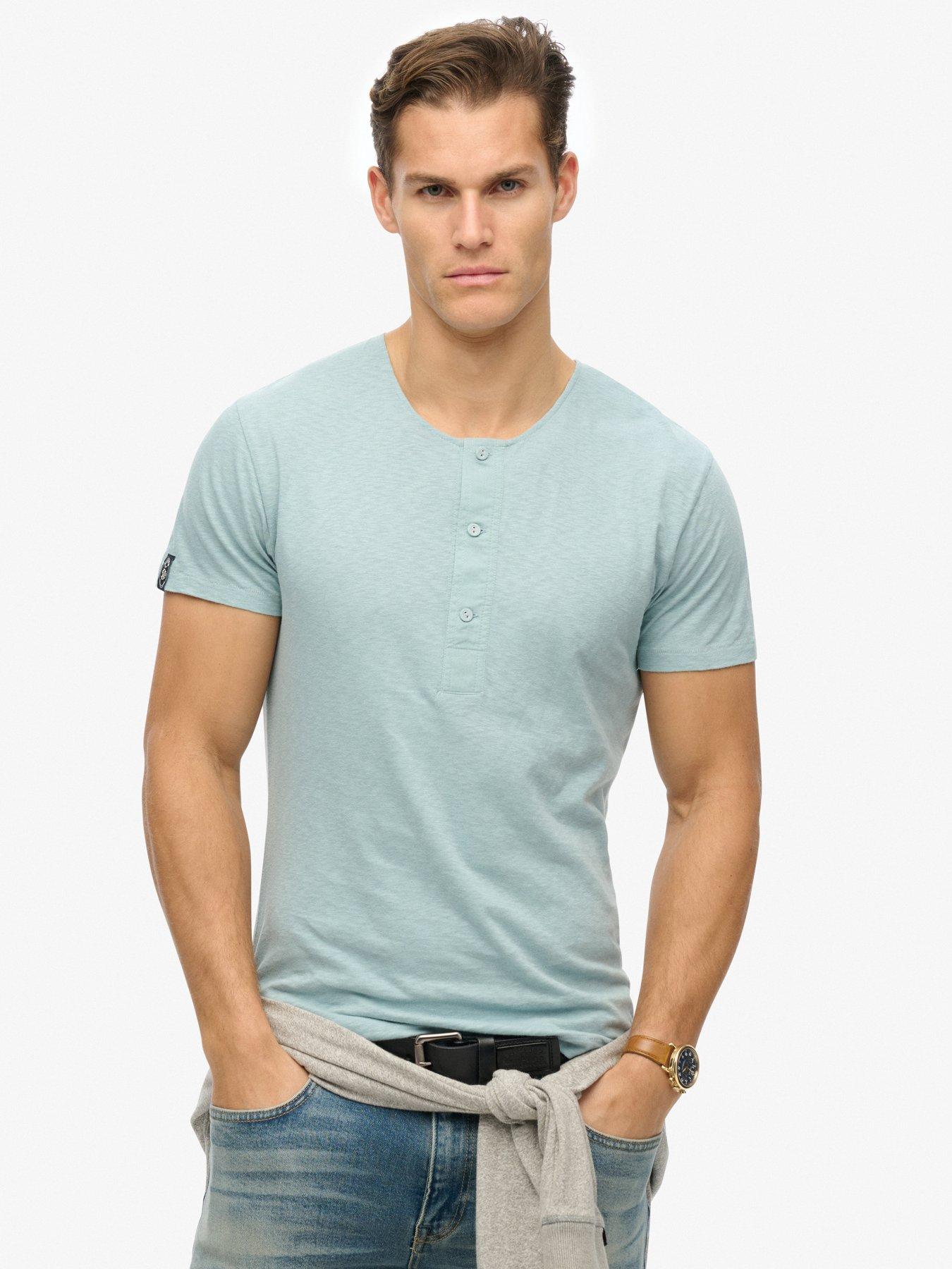 undefined Merchant Short Sleeve Grandad Jersey T-Shirt - Blue