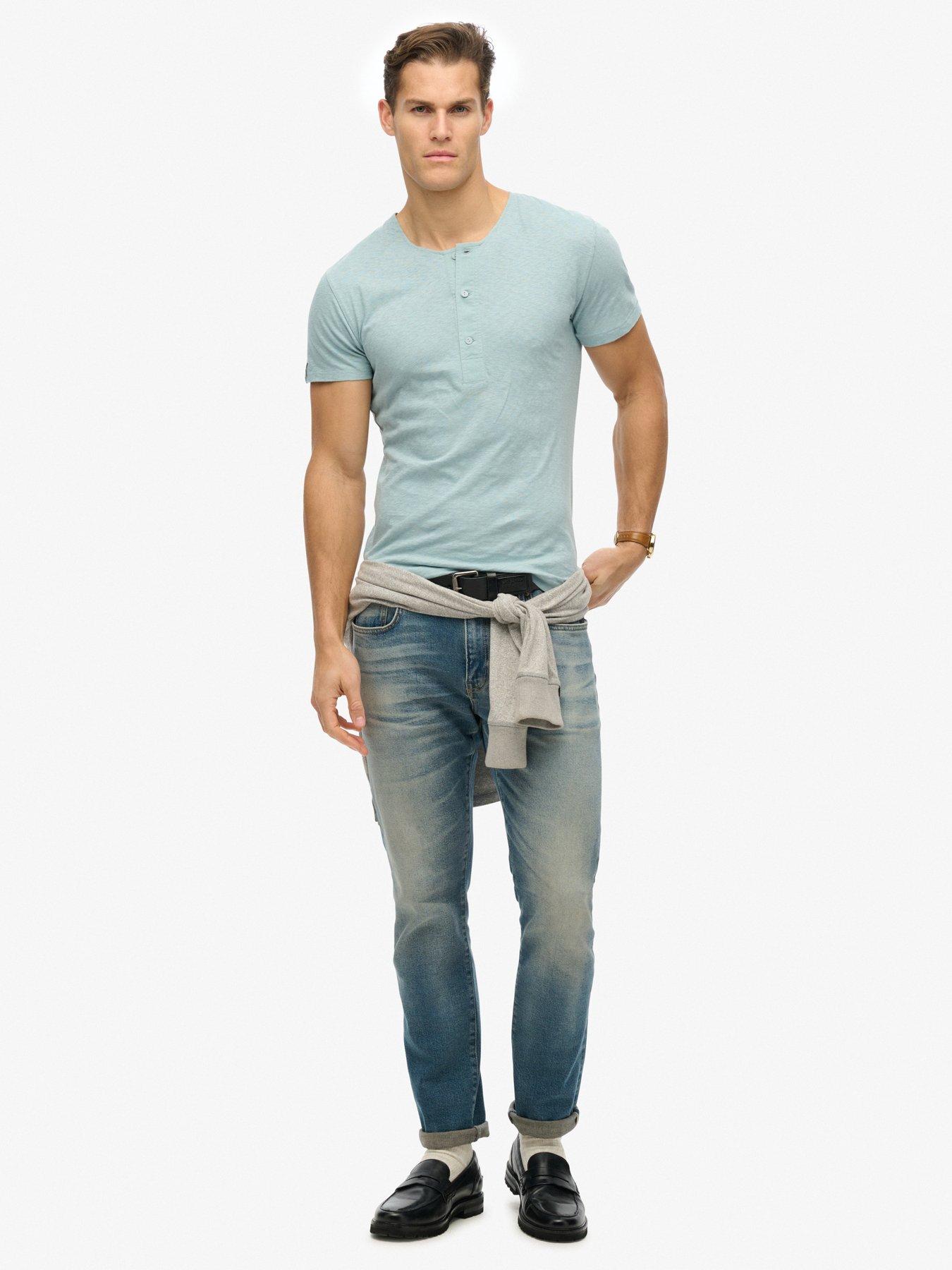 Image 3 of 5 of Superdry Merchant Short Sleeve Grandad Jersey T-Shirt - Blue