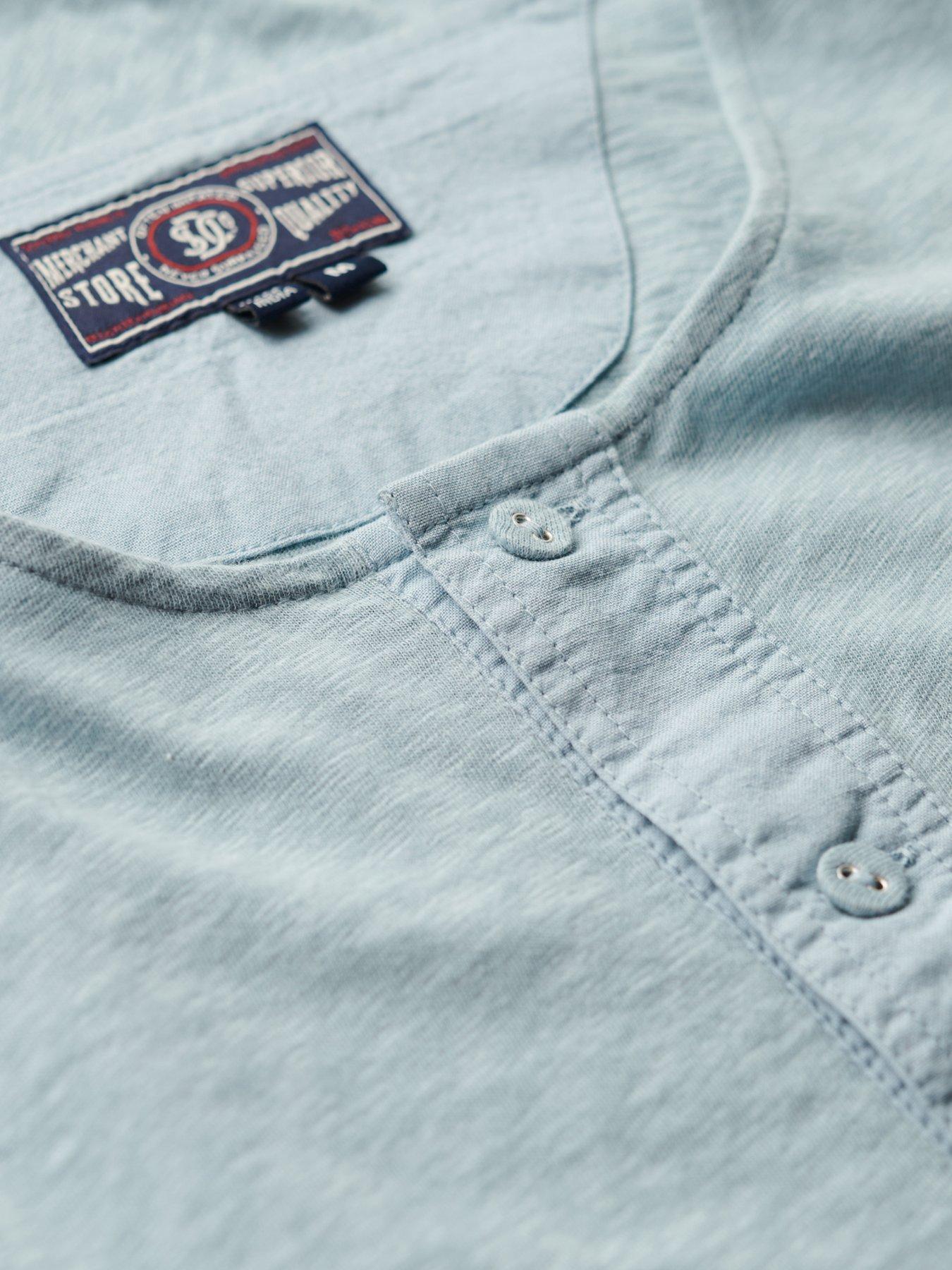 Image 4 of 5 of Superdry Merchant Short Sleeve Grandad Jersey T-Shirt - Blue