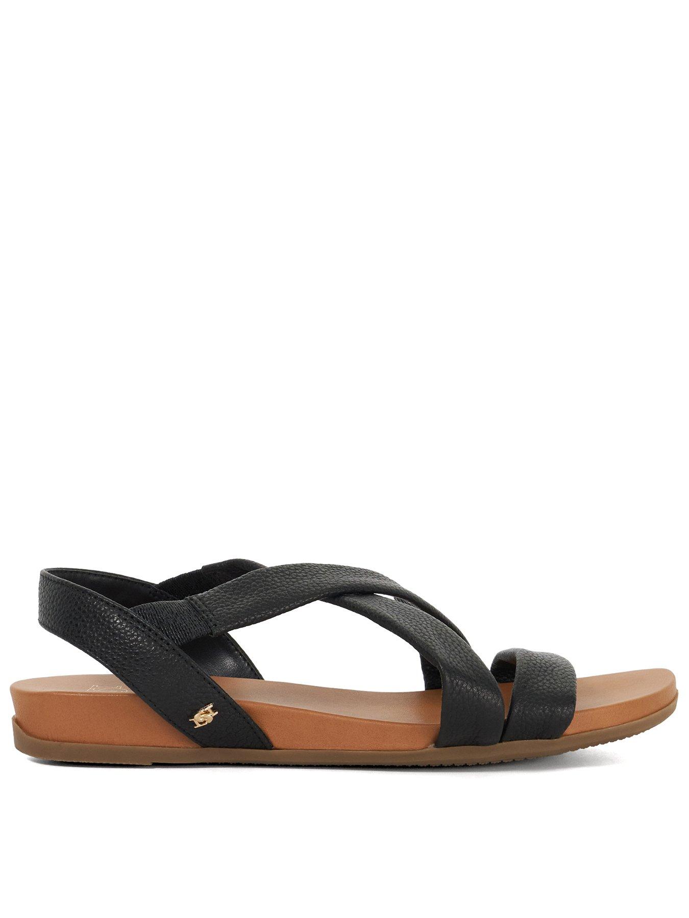 Image of Dune London Landies Leather Flat Sandals - Black