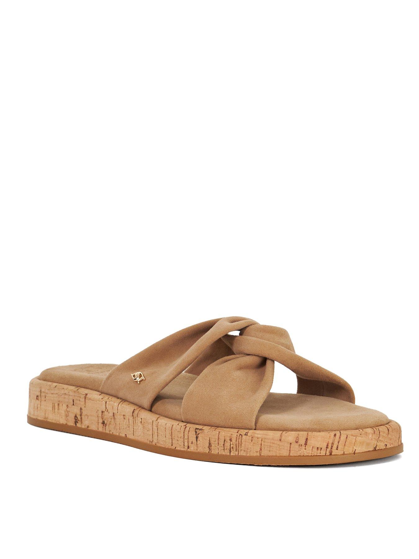 Dune London Lita Double Strap Leather Mule Sandal Sand Very