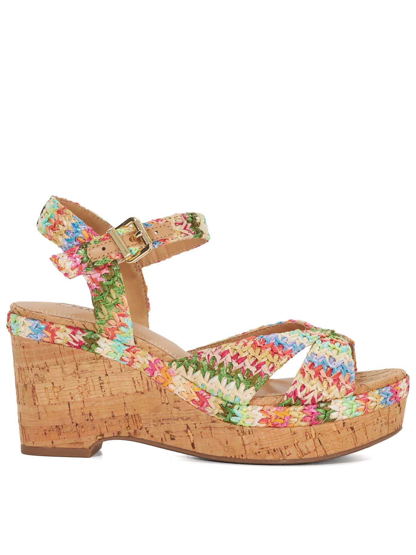 undefined Wide Fit Kelulu Raffia Wedge - Multi