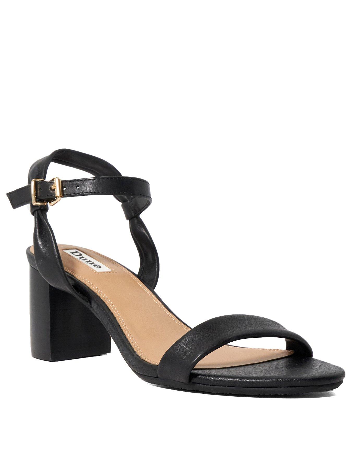 Dune London Wide Fit Jaliz Leather Block Heeled Sandals Black Very