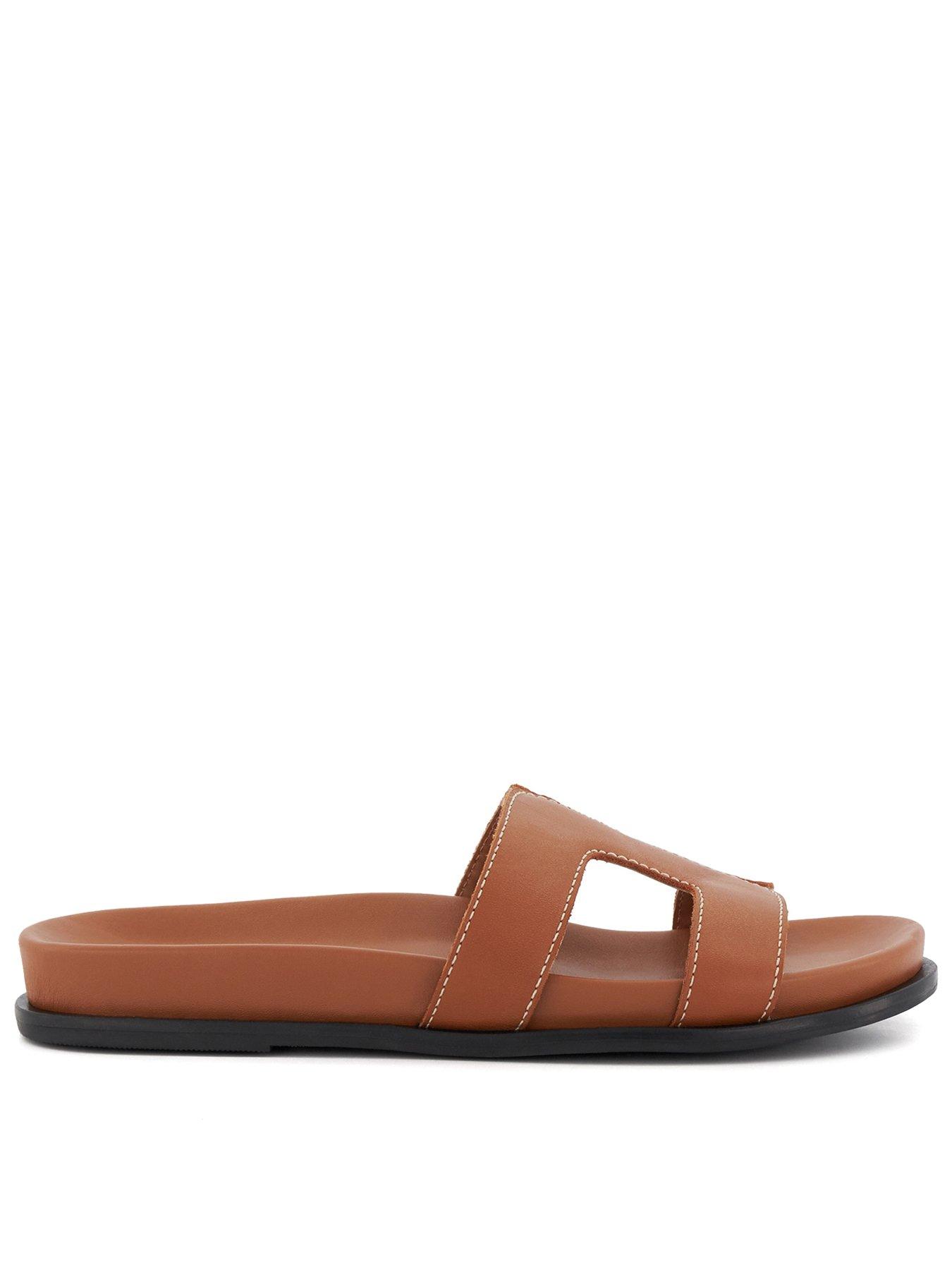 undefined Wide Fit Loupa Comfort-footbed Flat Leather Sandals - Tan