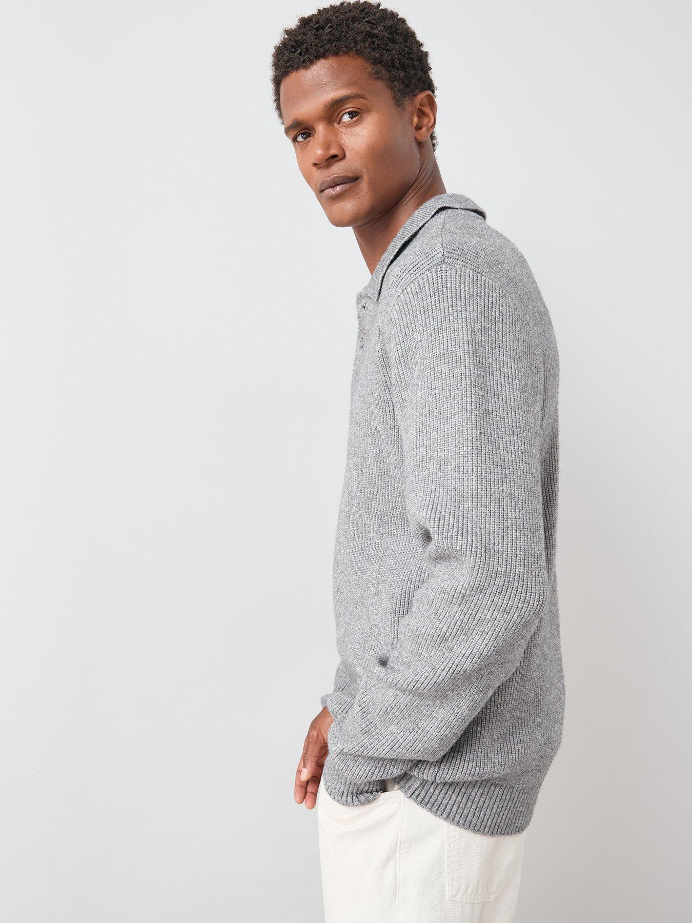 Image 2 of 7 of The Very Collection Chunky Soft Touch Knitted Polo Top - Grey