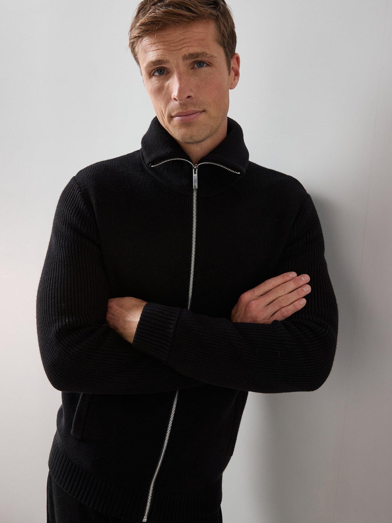 The Very Collection Chunky Soft Touch Zip Through Funnel Jumper - Black