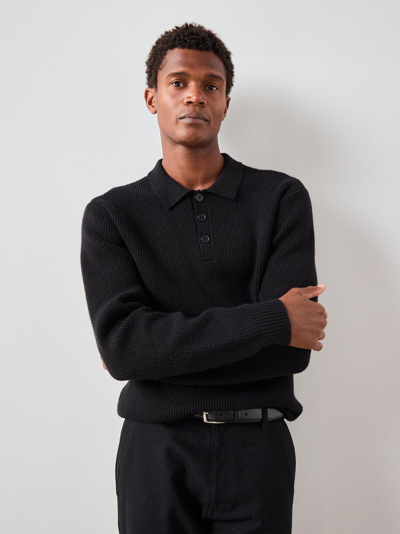 The Very Collection Chunky Soft Touch Knitted Polo - Black