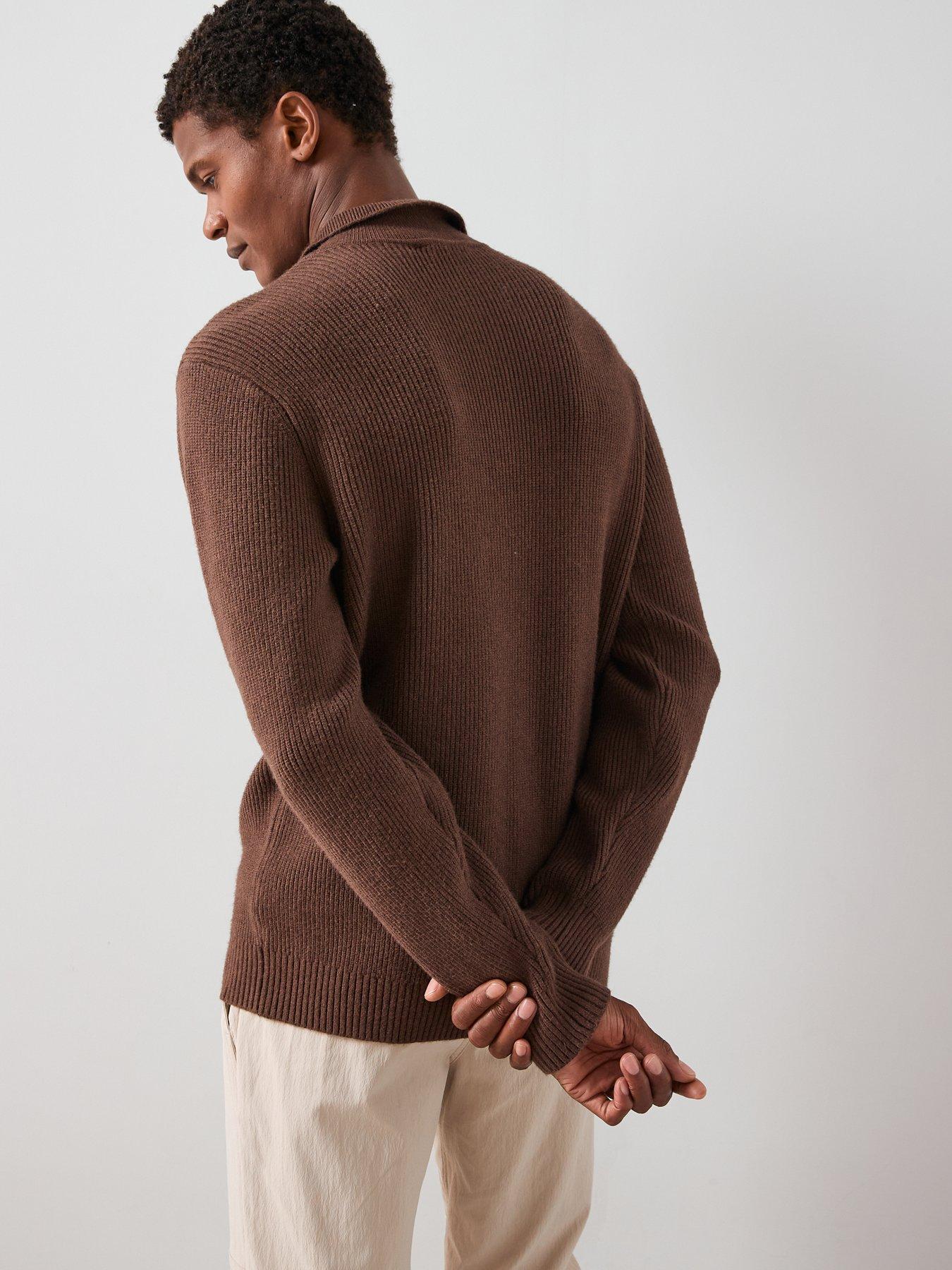 Image 2 of 7 of The Very Collection Chunky Soft Touch Knitted Polo - Brown