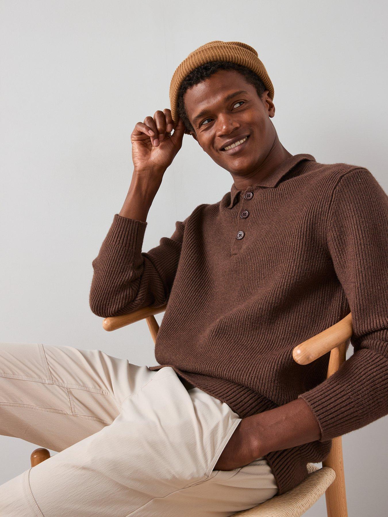 Image 5 of 7 of The Very Collection Chunky Soft Touch Knitted Polo - Brown