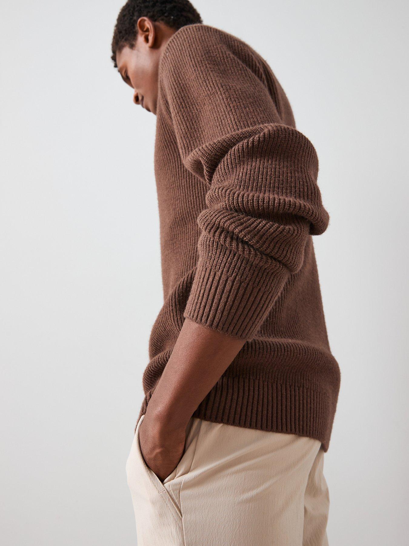 Image 6 of 7 of The Very Collection Chunky Soft Touch Knitted Polo - Brown