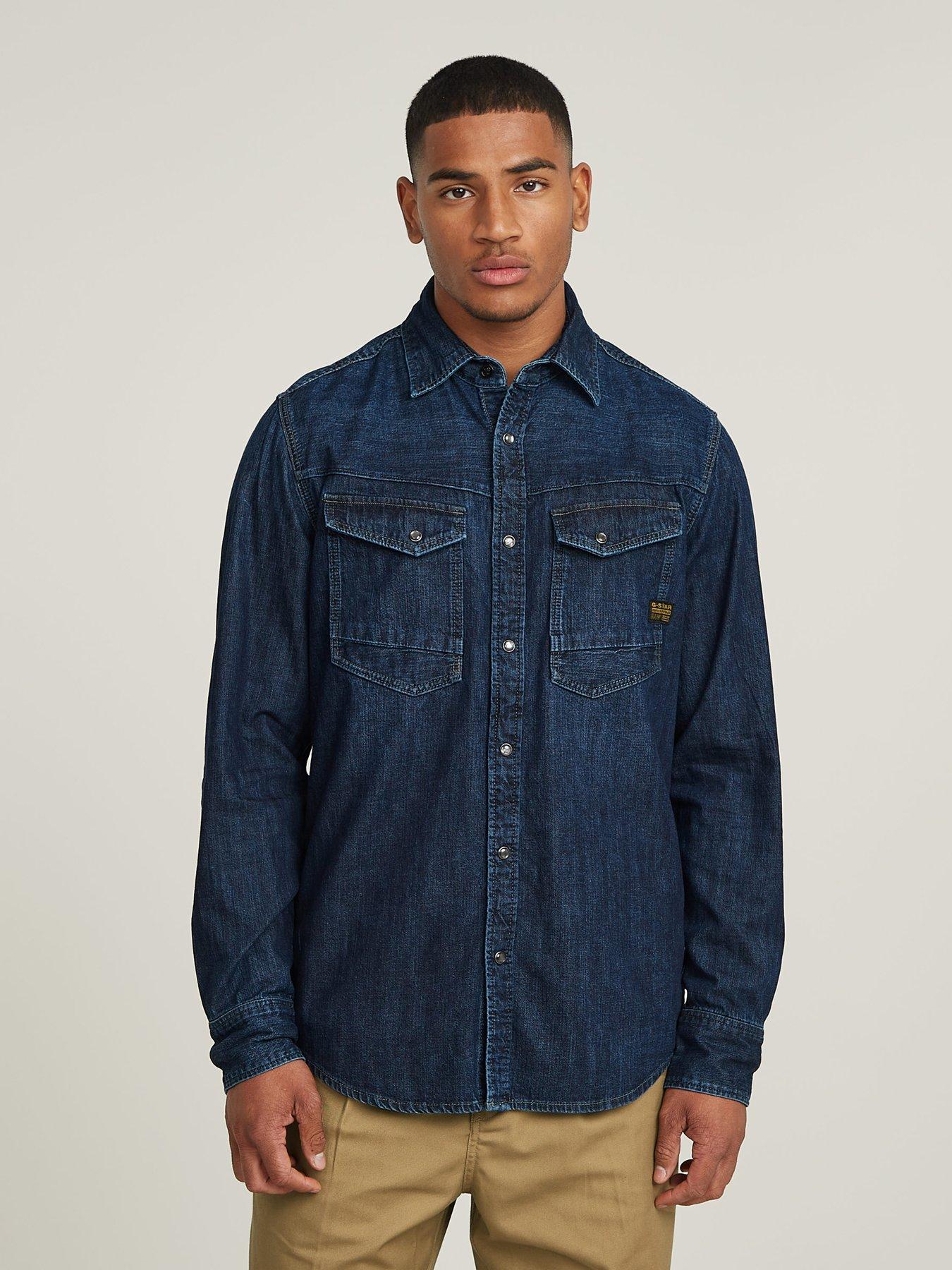 undefined G Star Dakota Long Sleeve Slim Fit Shirt - Dark Blue