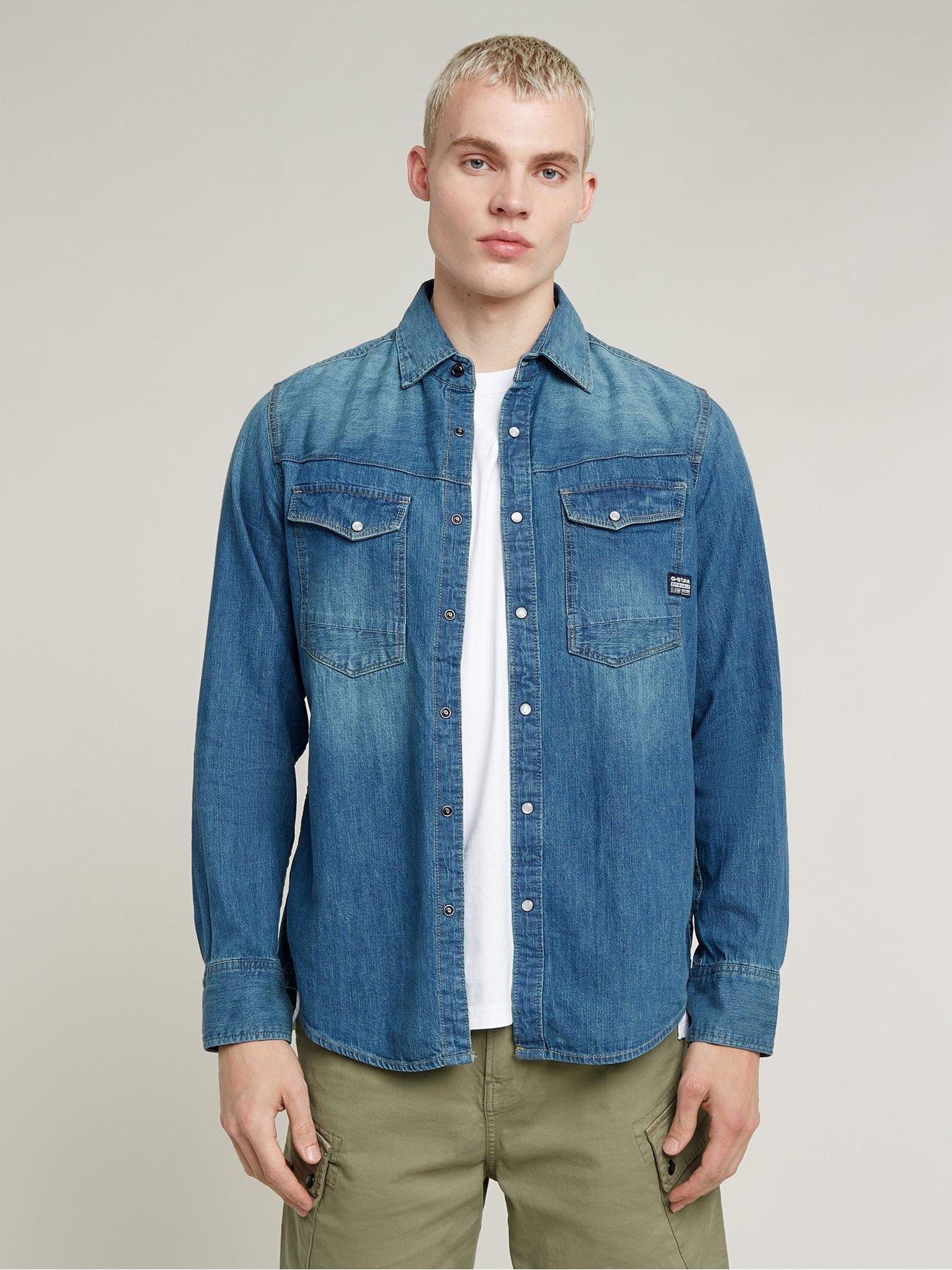 undefined G Star Dakota Long Sleeve Slim Fit Shirt - Blue