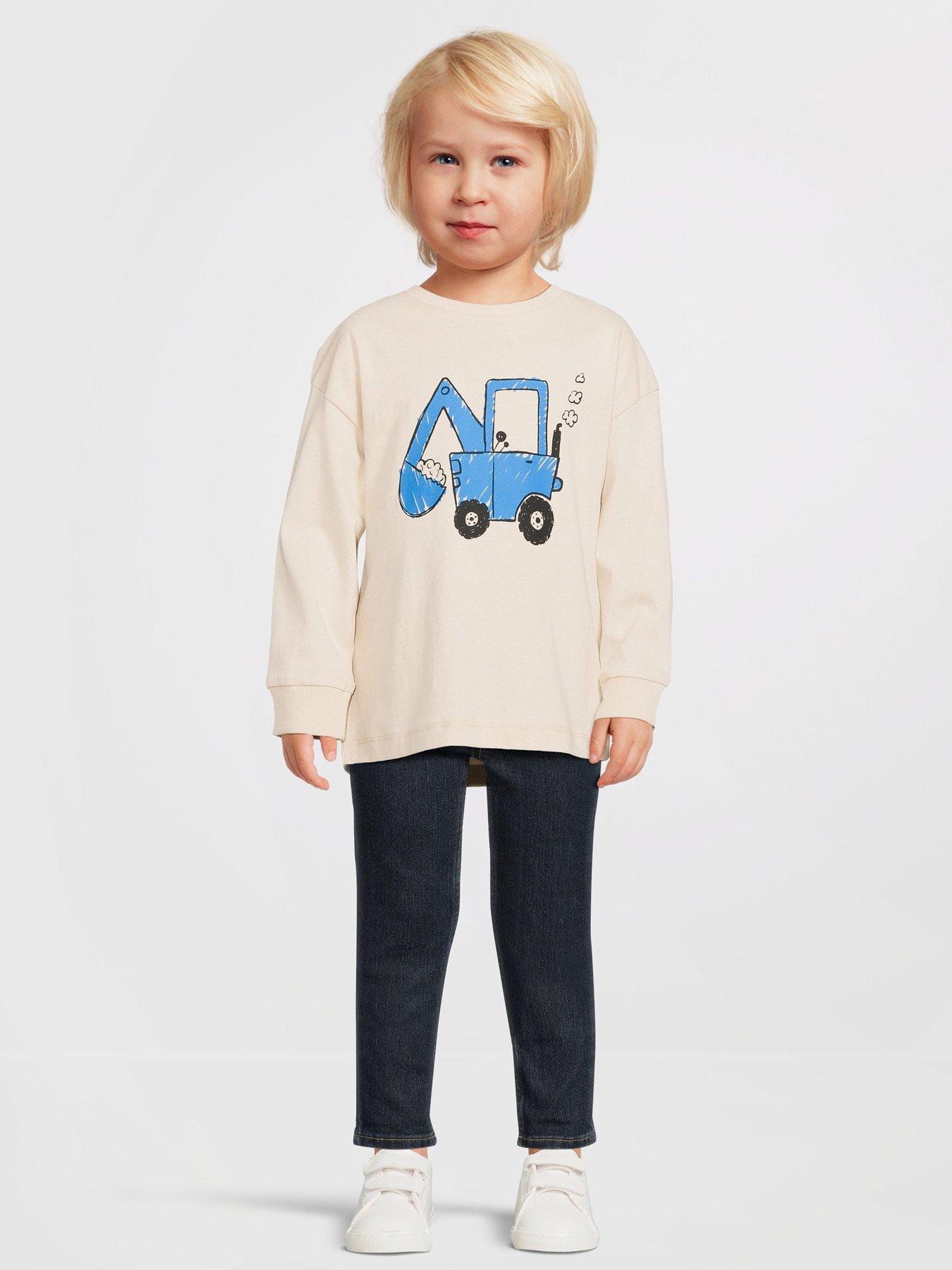 undefined Boys Long Sleeve Tractor Tshirt - Stone Beige