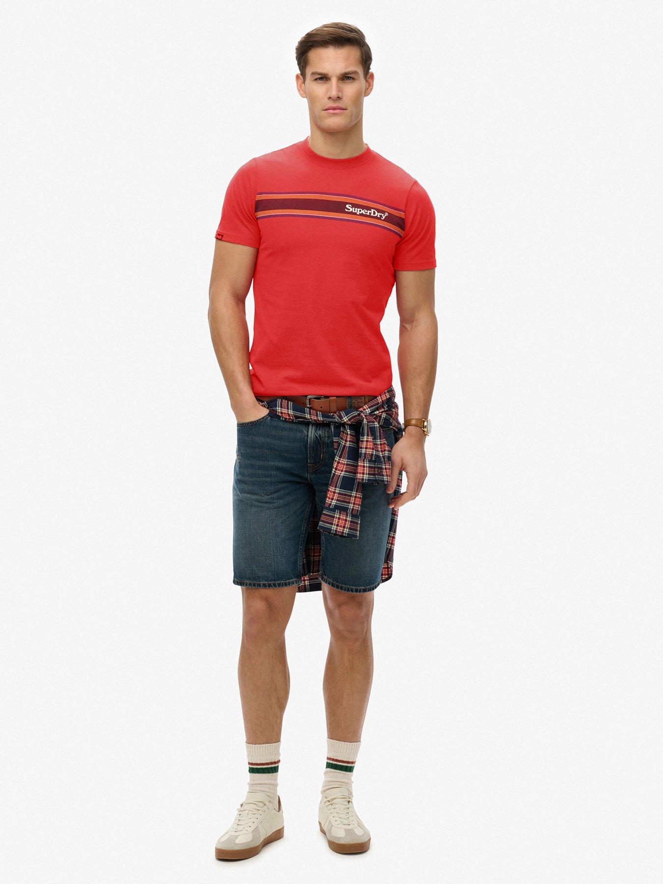 Image 3 of 5 of Superdry Venue Logo Stripe Relaxed T-Shirt - Red