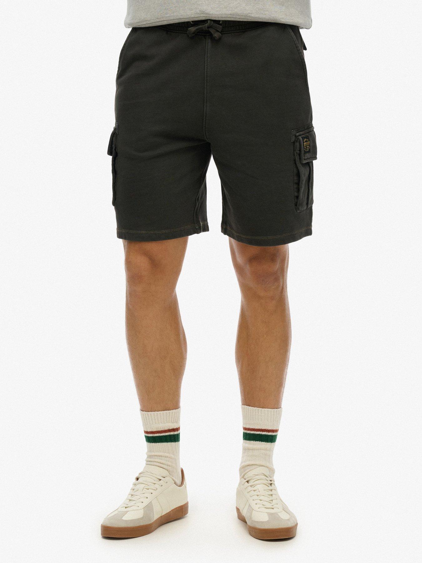 undefined Contrast Stitch Cargo Shorts - Black