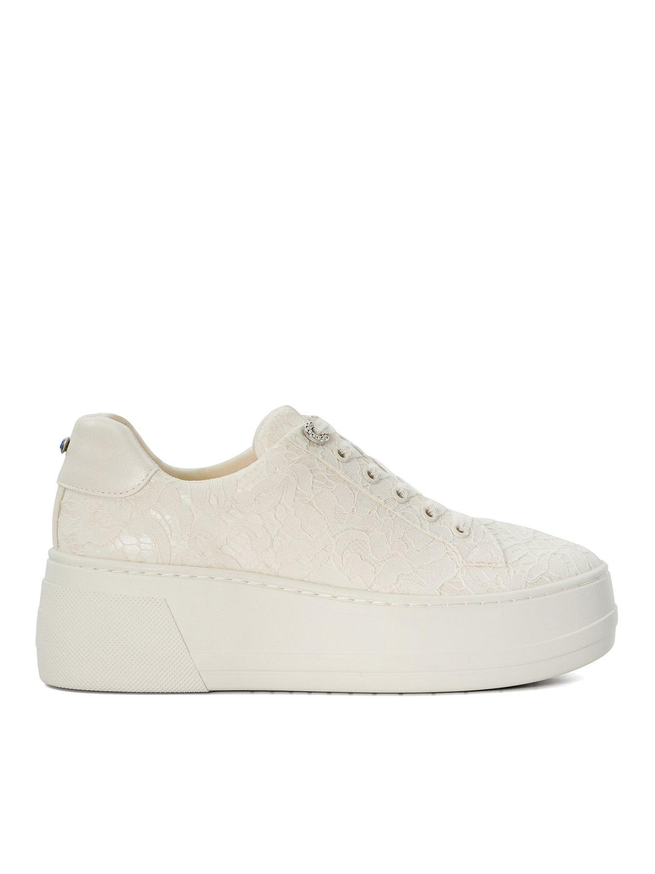 undefined Embraced Lace Detail Platform Trainer - Ivory
