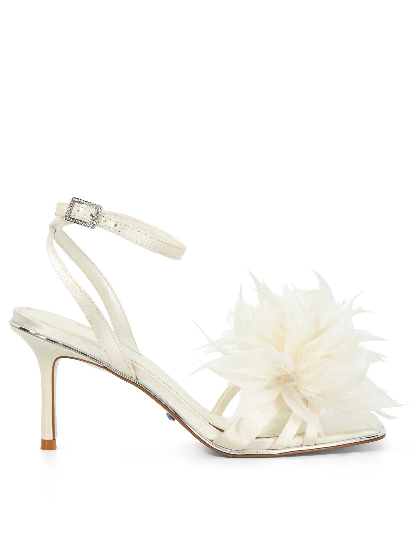 undefined Mylove Bridal Fluffy Heeled Sandals - Ivory Satin