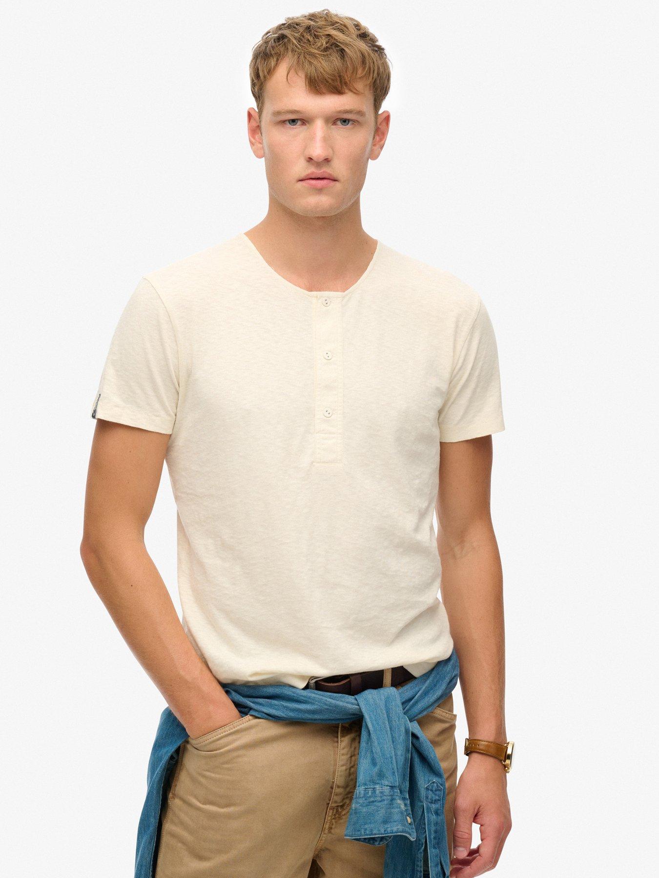 undefined Merchant Short Sleeve Grandad Jersey T-Shirt - Cream
