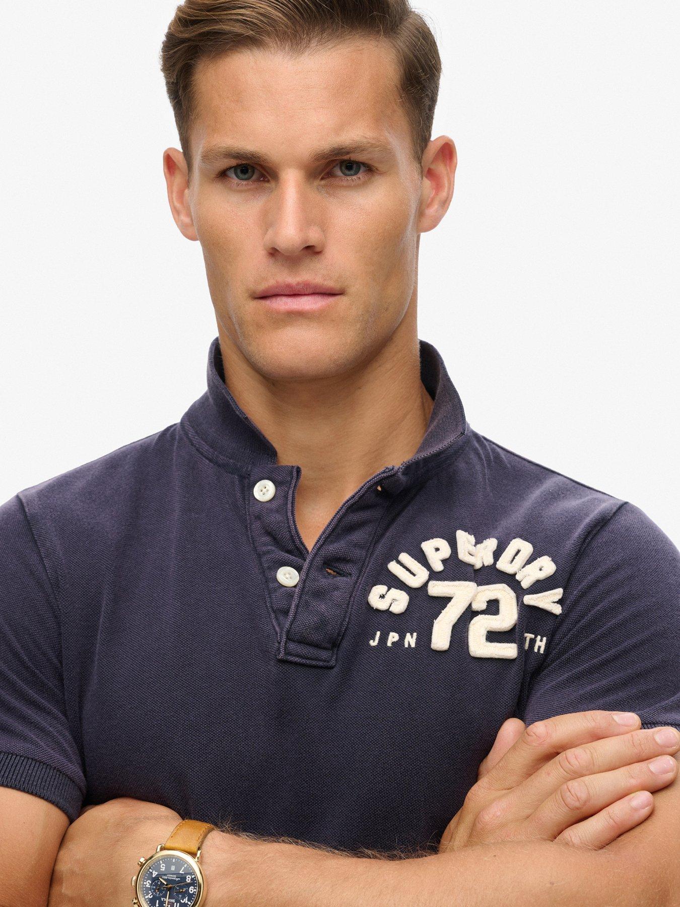 Image 4 of 4 of Superdry Vintage Athletic Polo Shirt - Navy