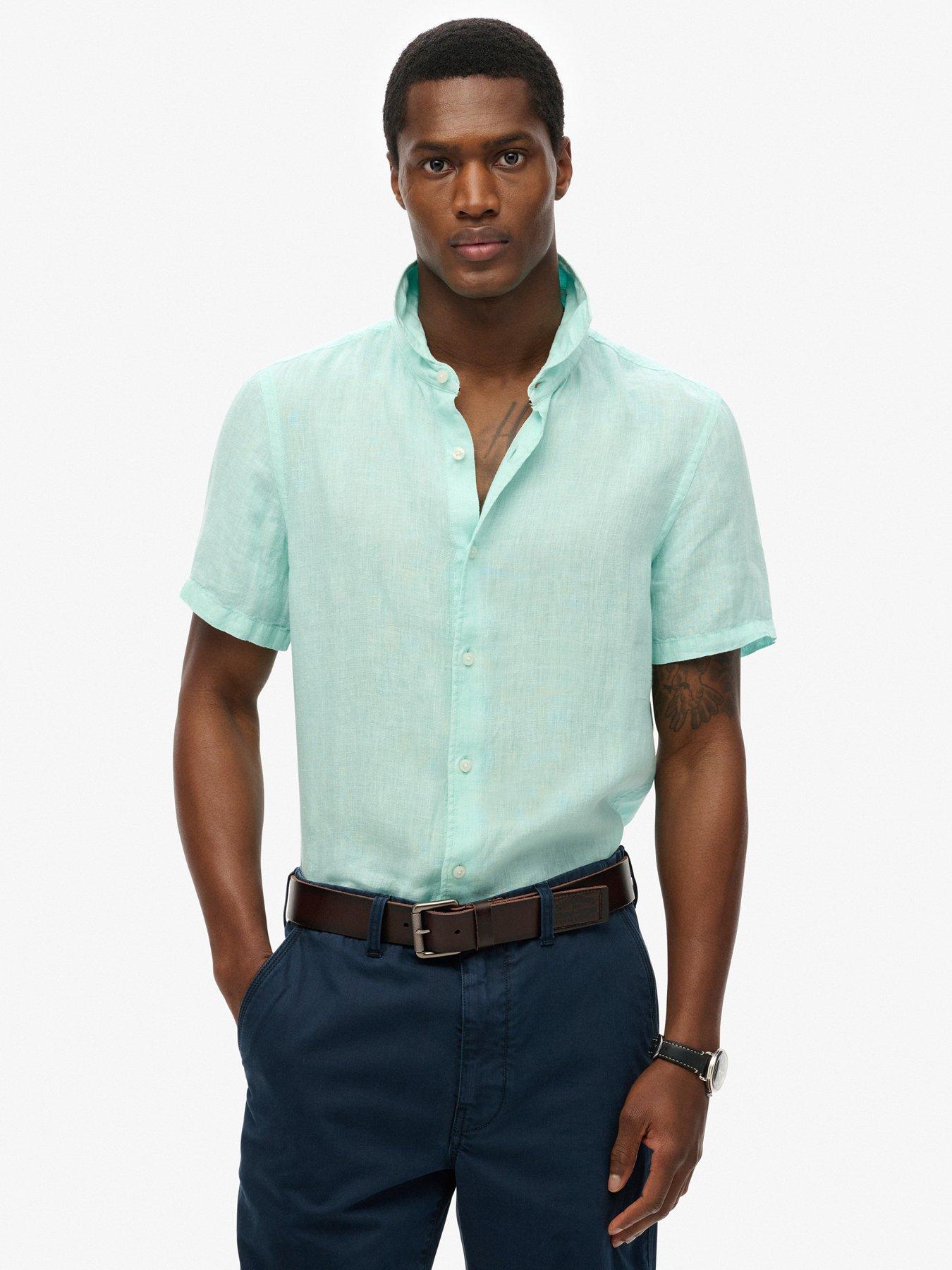 undefined Vacation Linen Short Sleeve Shirt - Green