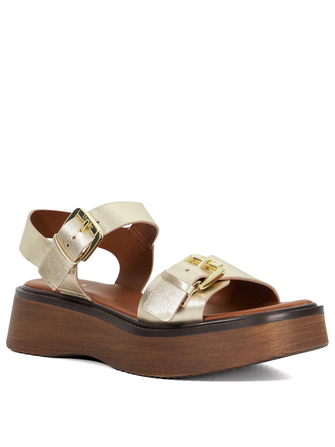 Dune London Luno Casual Flatform Sandals Gold Very