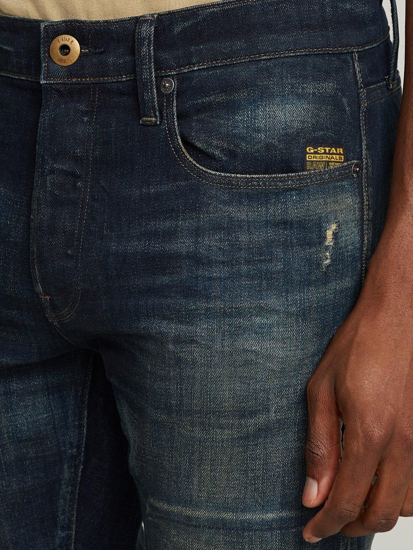 G-Star RAW G Star 3301 Slim Tapered Distressed Jeans Dark Blue