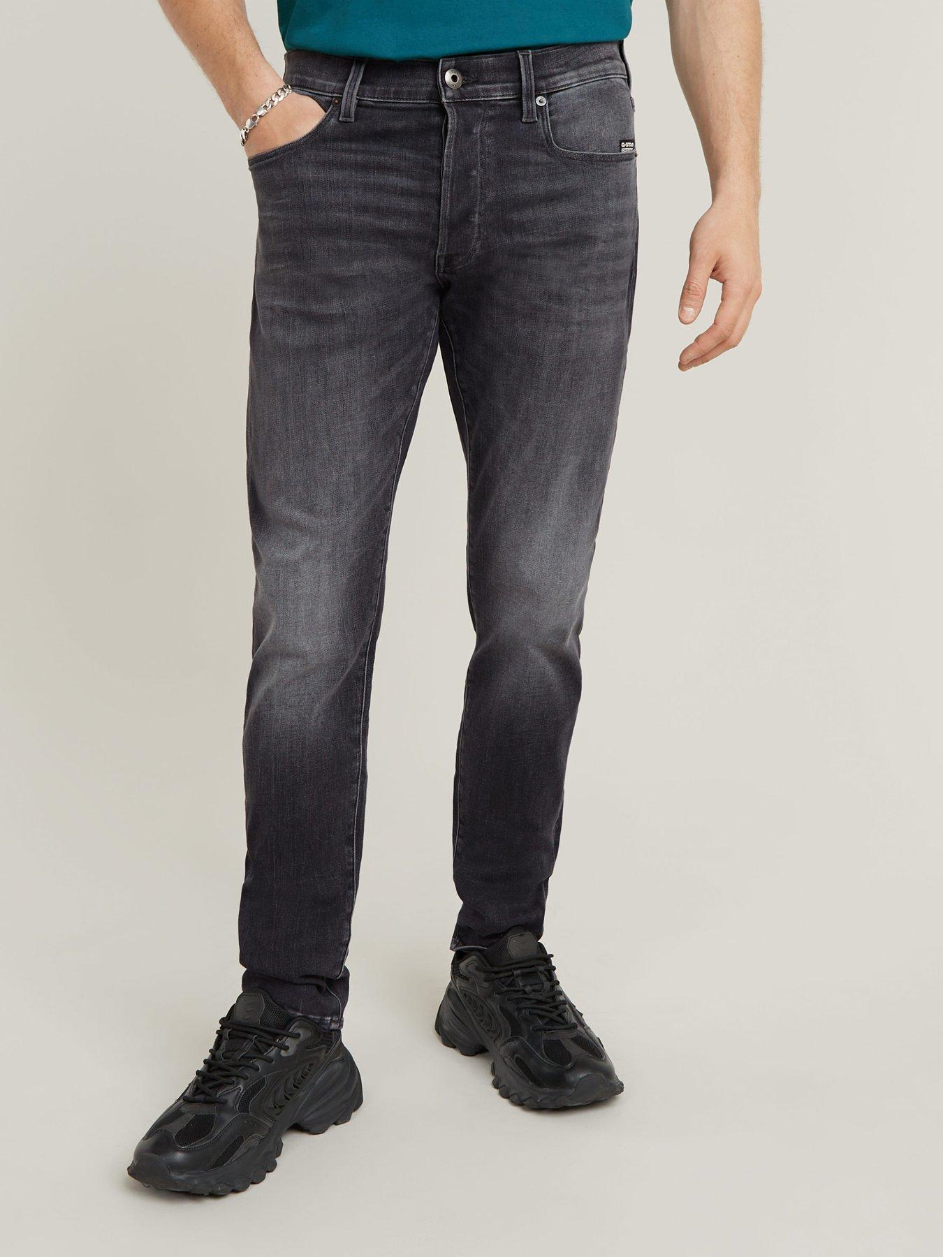 undefined G Star 3301 Slim Tapered Washed Jeans - Black