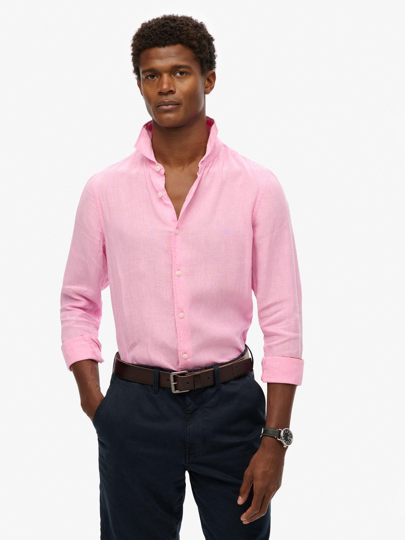 undefined Vacation Long Sleeve Linen Shirt - Pink