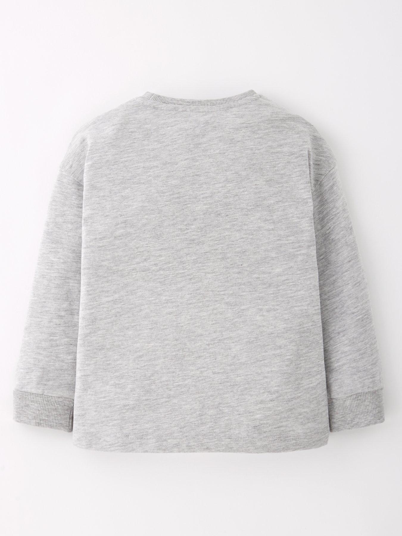 Image 2 of 4 of Mini V by Very Boys Long Sleeve Geo Dinosaur T-shirt - Grey Marl