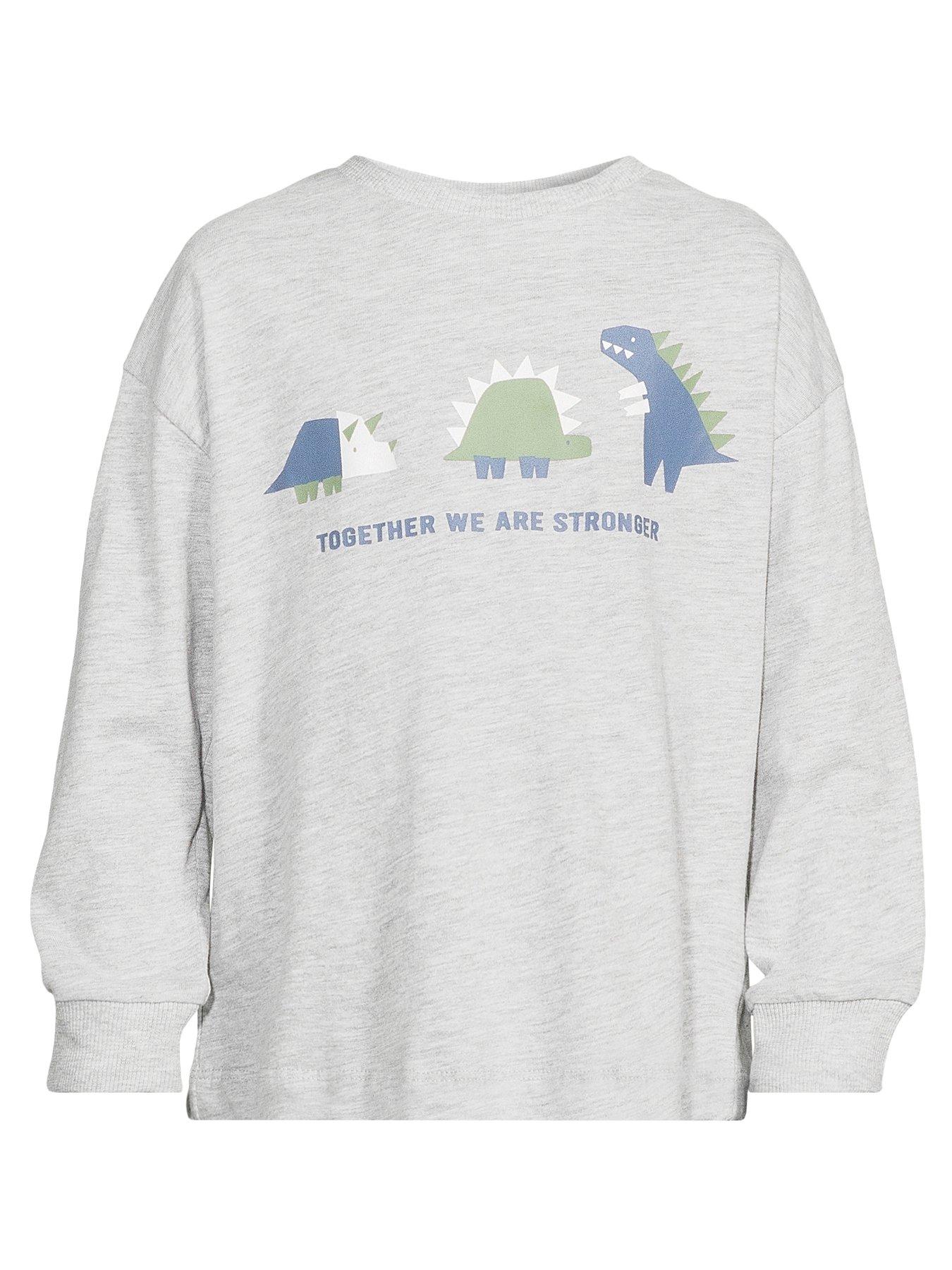 Image 6 of 6 of Mini V by Very Boys Long Sleeve Geo Dinosaur T-shirt - Grey Marl