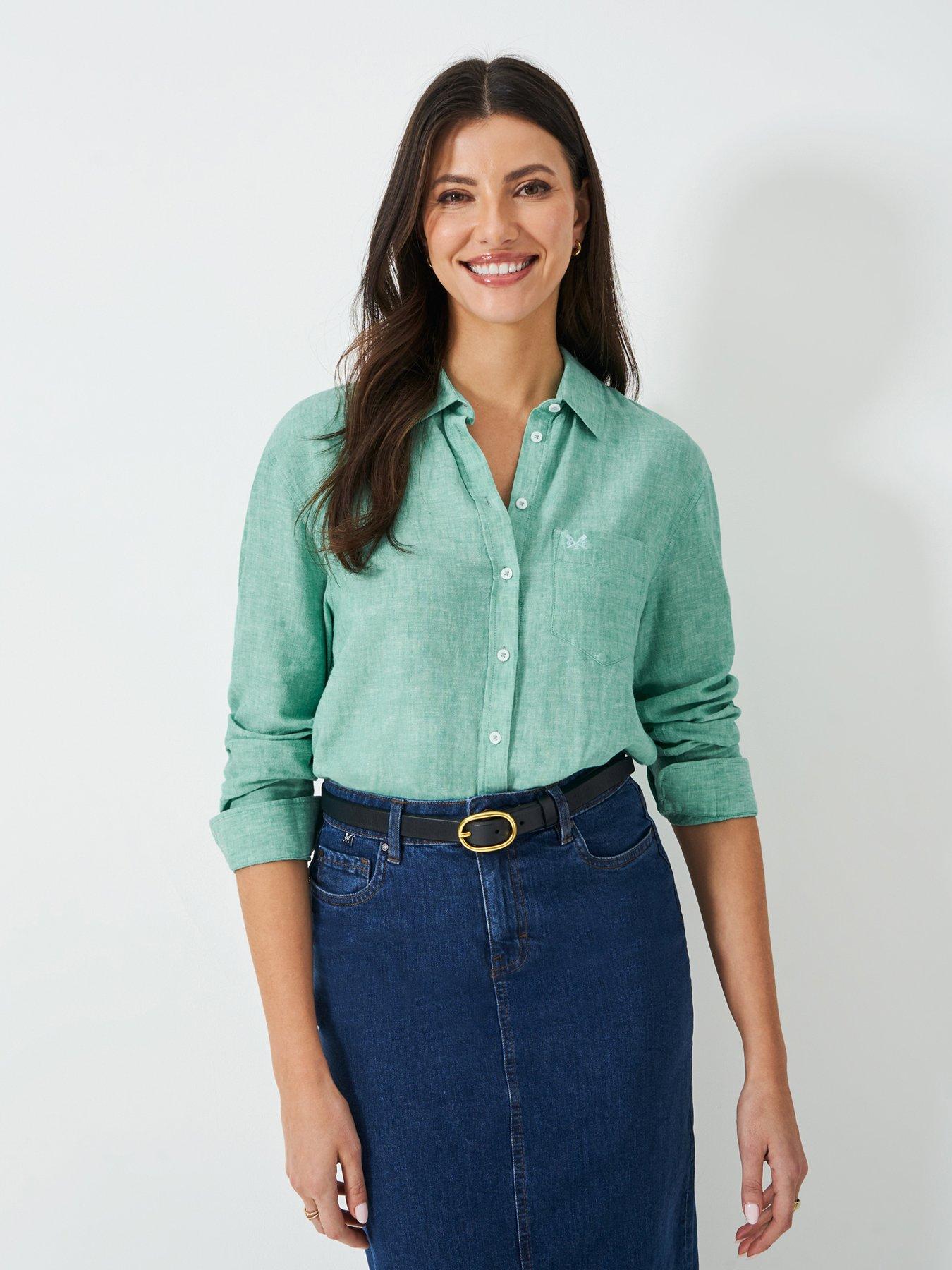 undefined Linen Blend Shirt - Blue