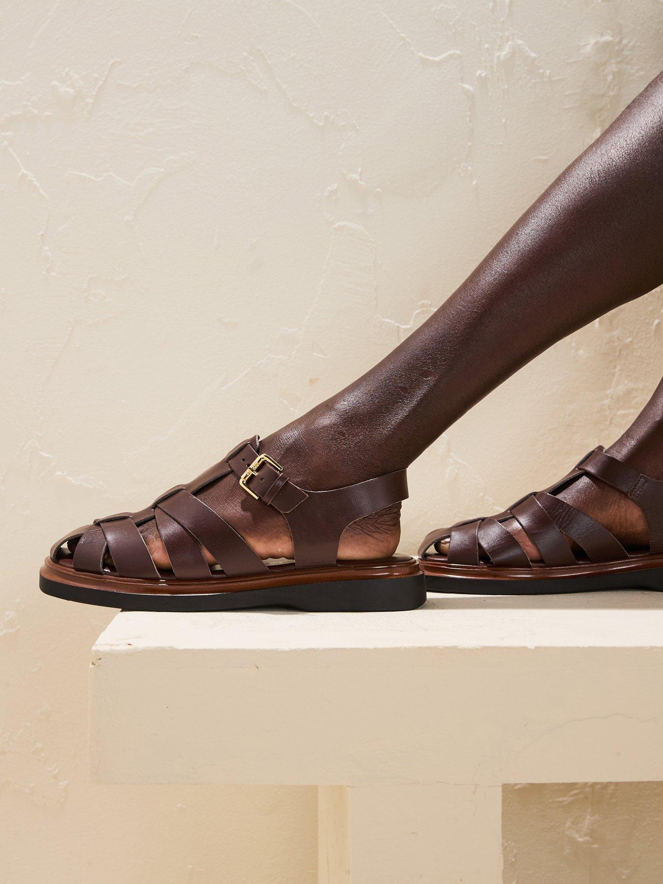 undefined Lisherman Leather Fisherman Sandals - Dark Red