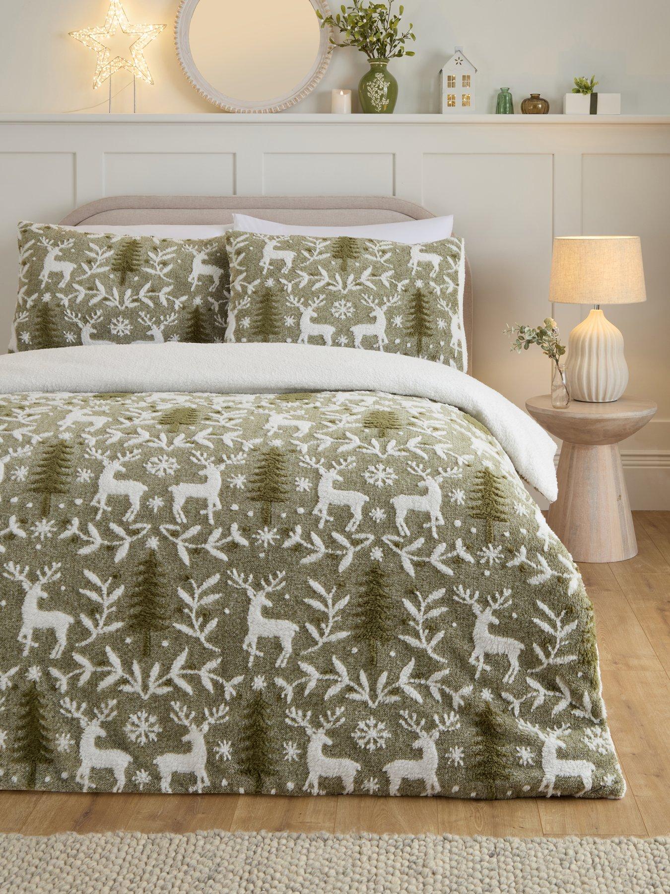 The Very Collection Stag Woodland Fleece Duvet Cover Set