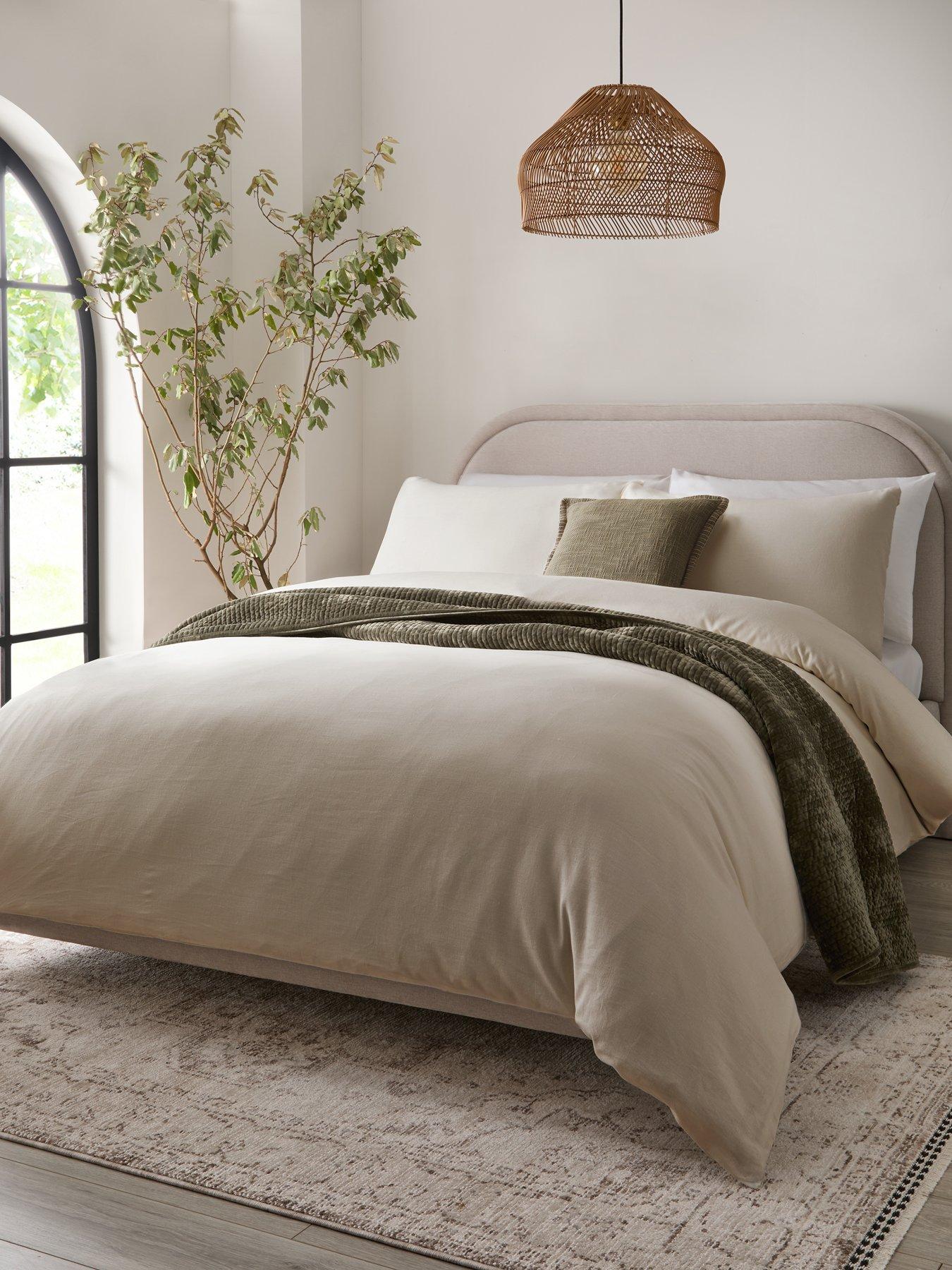 undefined Relaxed Linen Mix Plain Duvet Set - Sk
