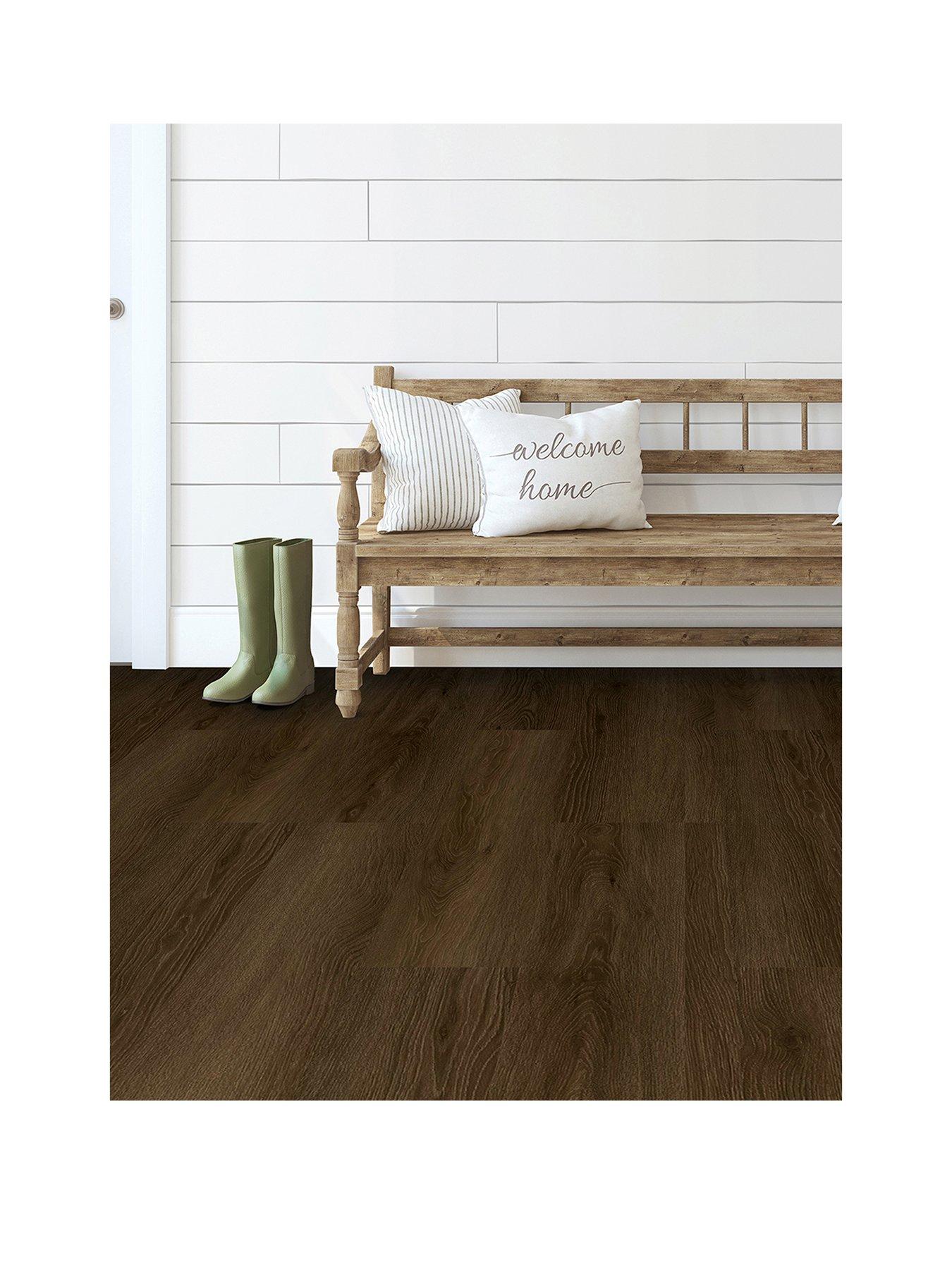 Floor Pops Pack of 7 Dark Oak Wood Peel  &  Stick Floor Planks