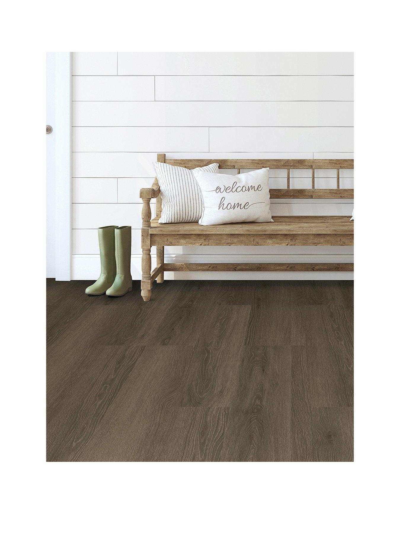 Floor Pops Pack of 7 Walnut Wood Peel  &  Stick Floor Planks