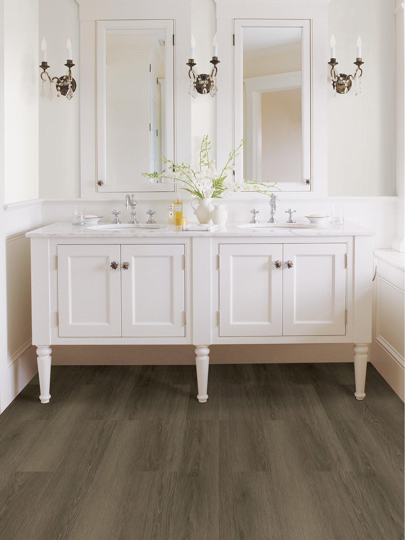 Image 3 of 5 of Floor Pops Pack of 7 Walnut Wood Peel &amp; Stick Floor Planks